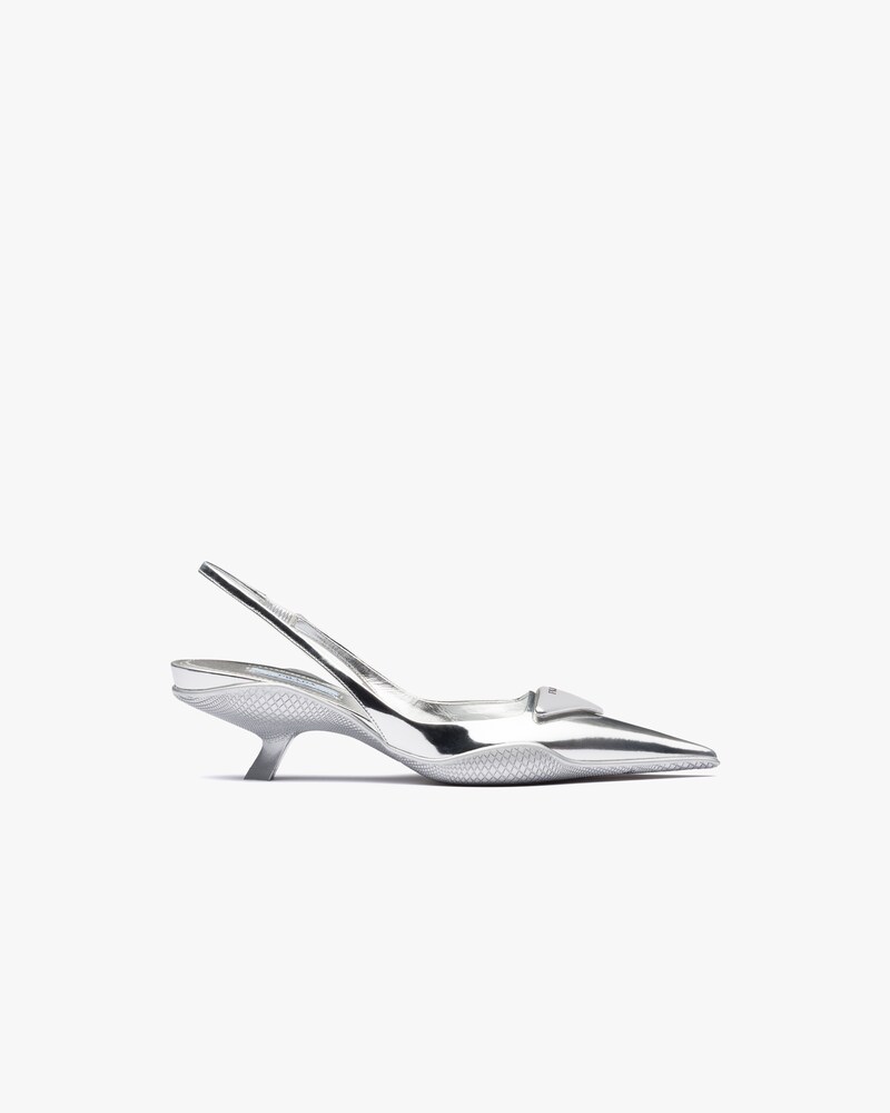 silver prada heels