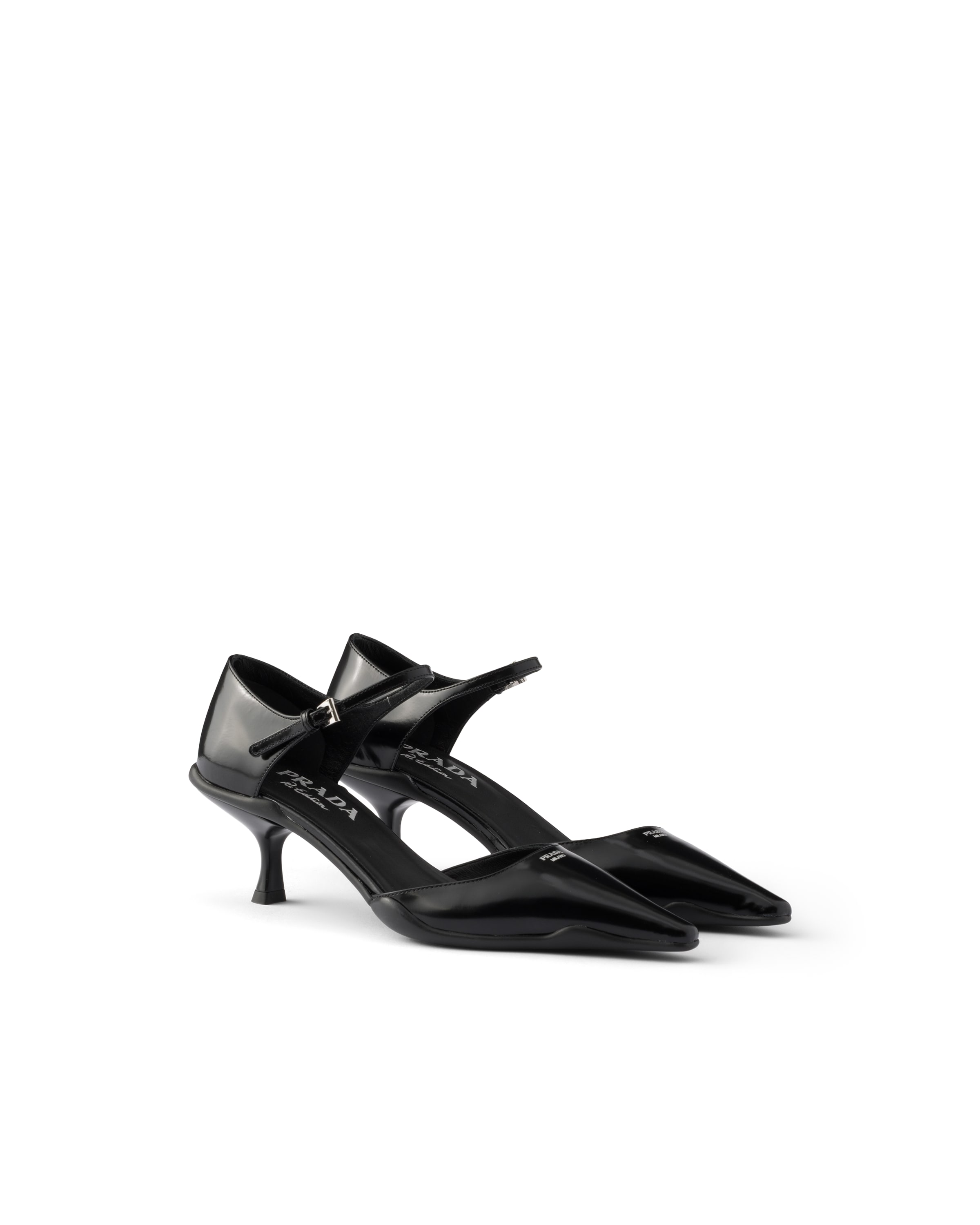 Prada Brushed Leather D'orsay Pumps In Black