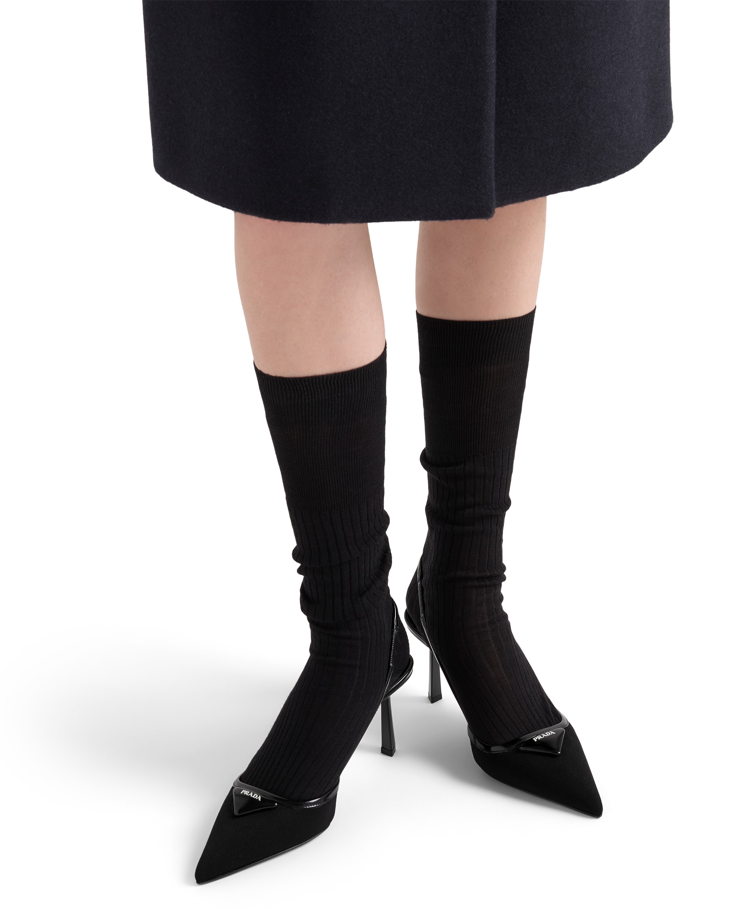 Prada Fabric Slingback Pumps In Black