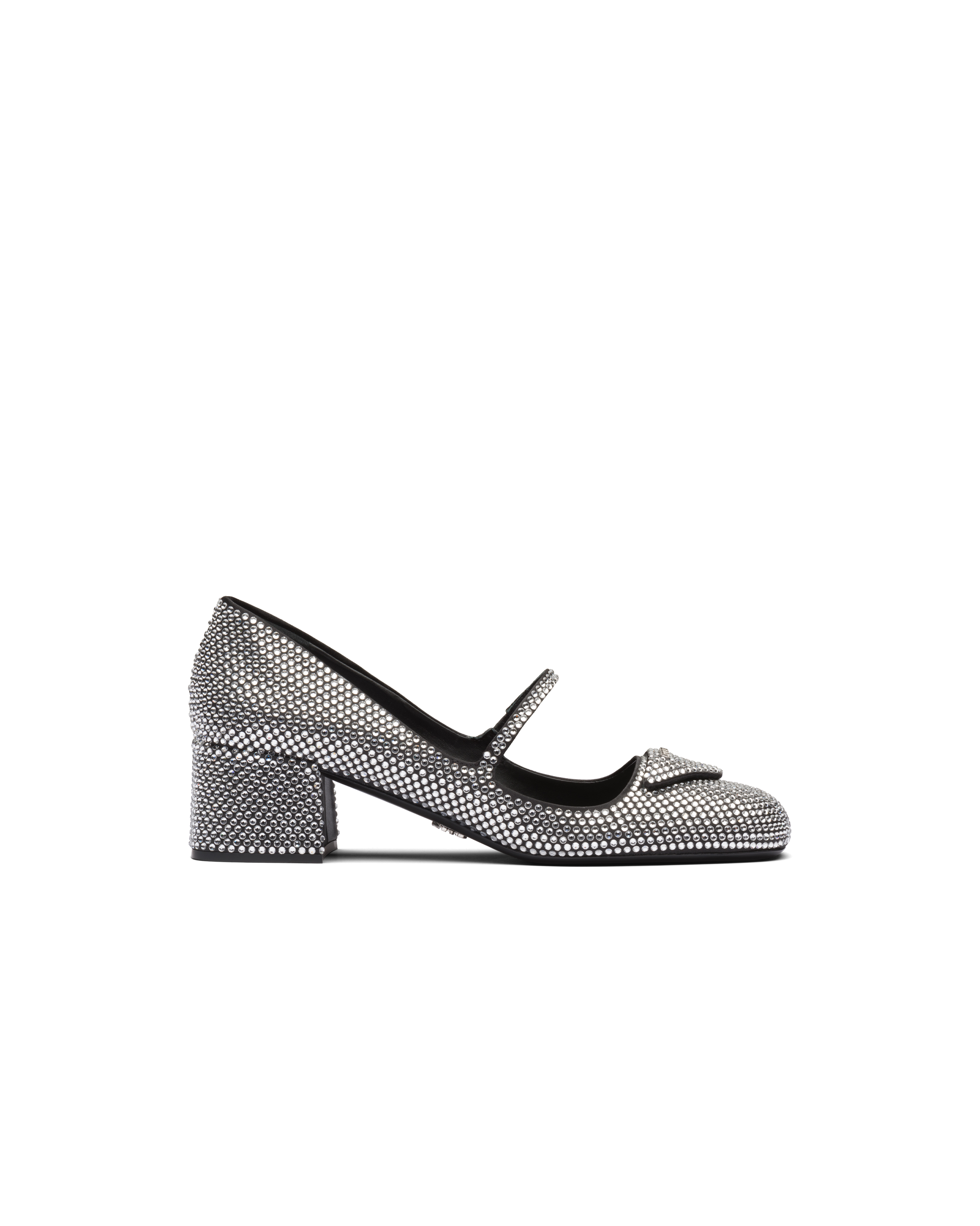 Crystal Satin Pumps With Crystals Prada
