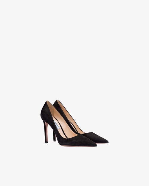 prada blue suede pumps