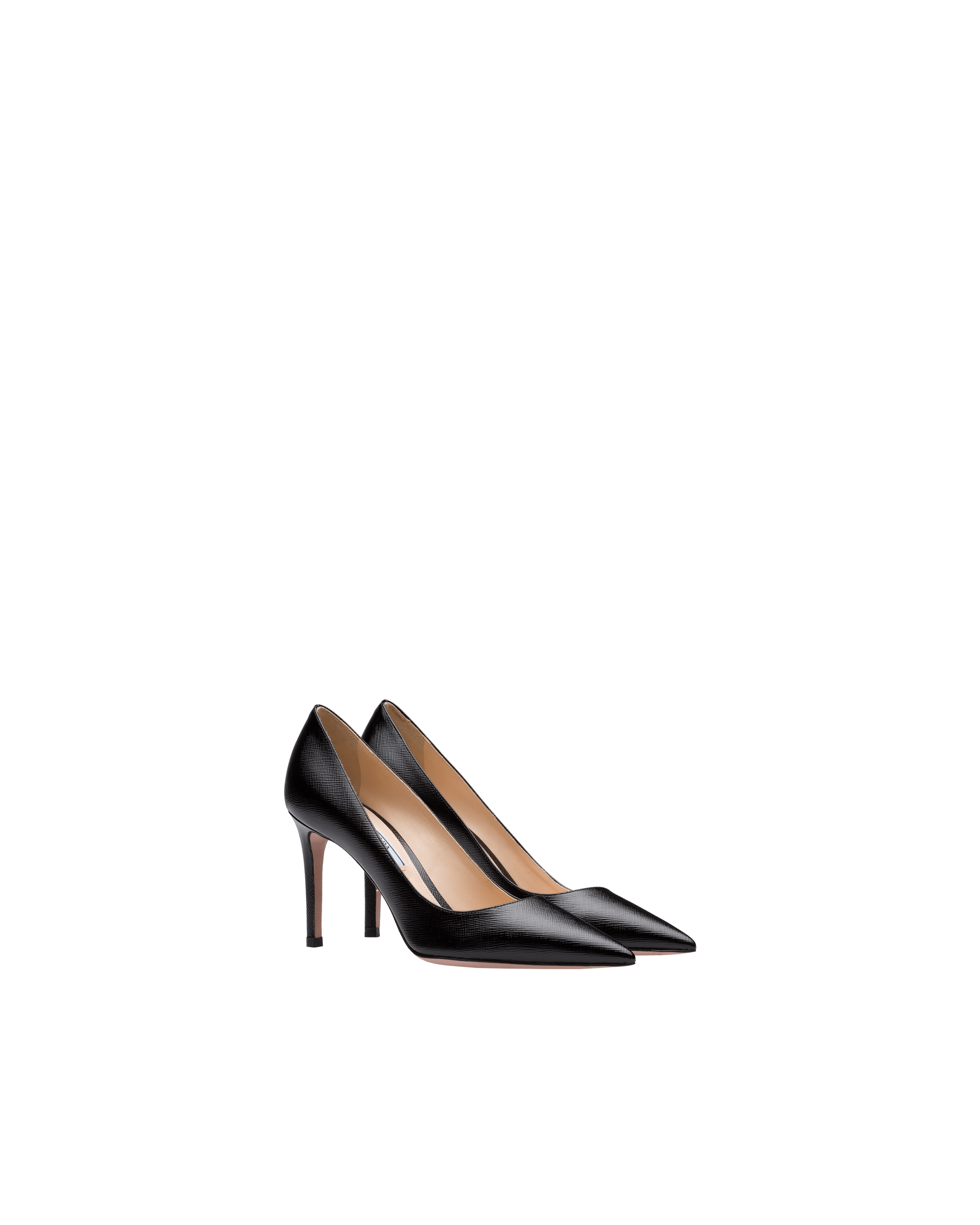 Saffiano textured patent leather pumps 