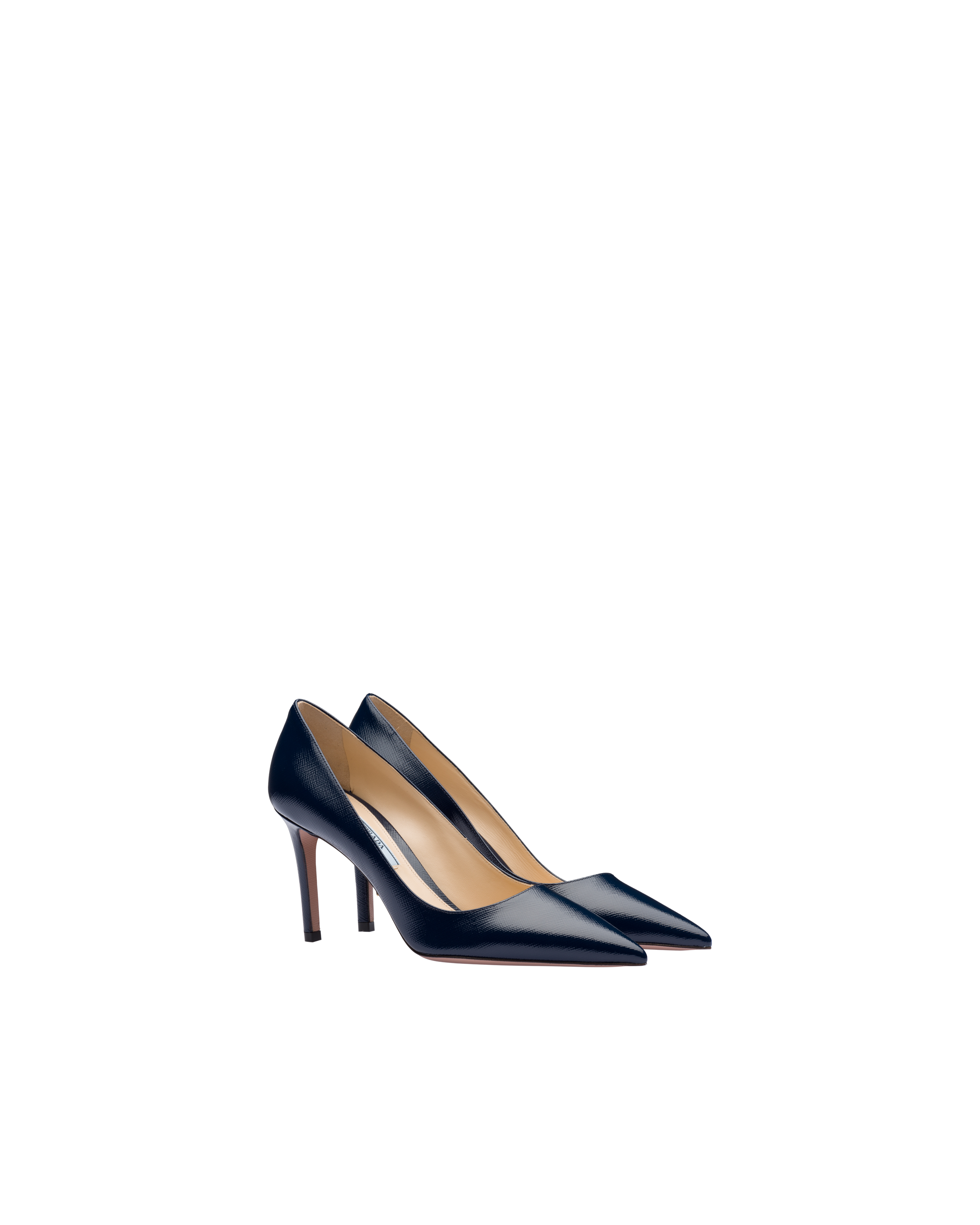 saffiano textured patent leather pumps