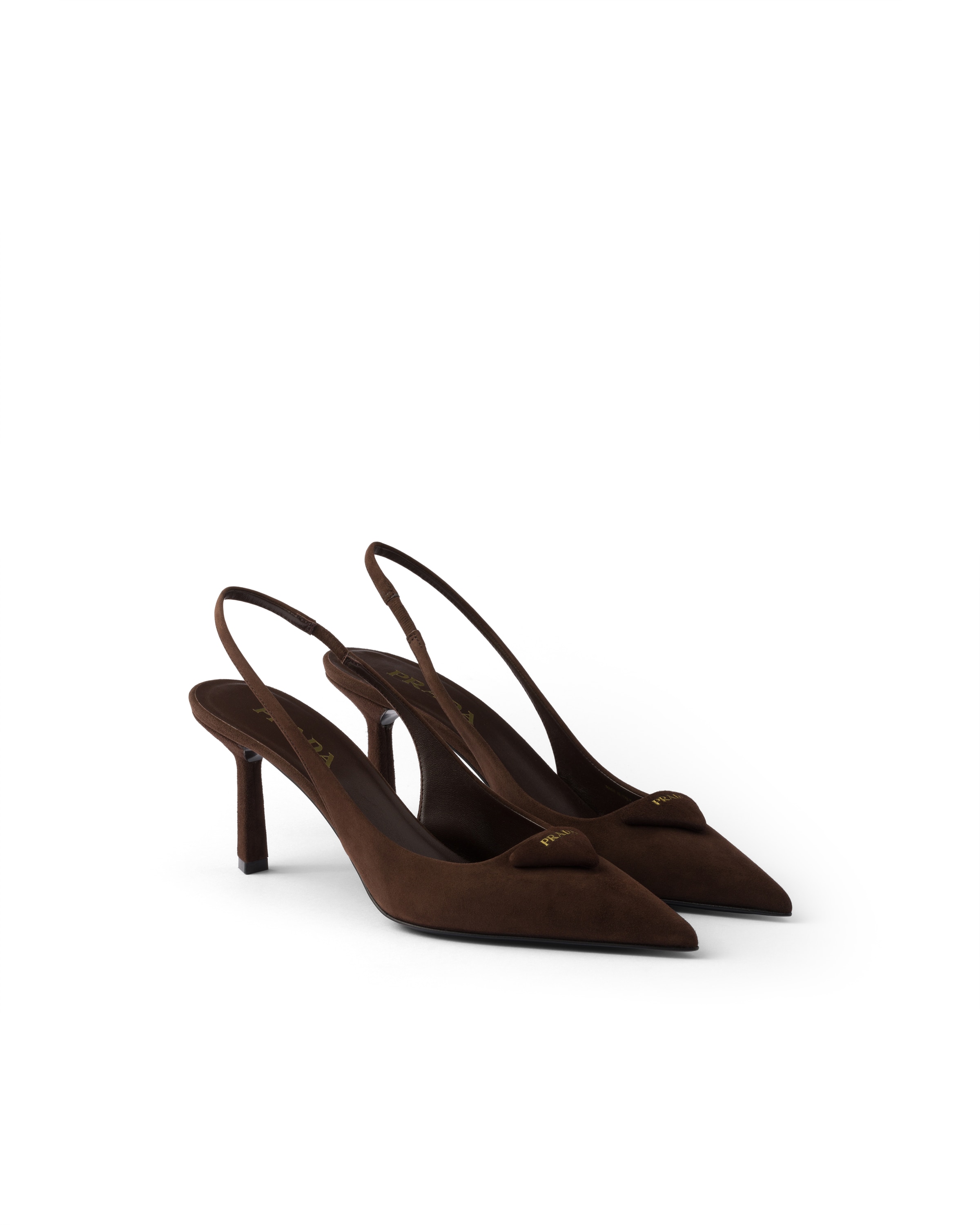 Prada Pumps With Triangle Logo And Back Strap 75mm In Multi