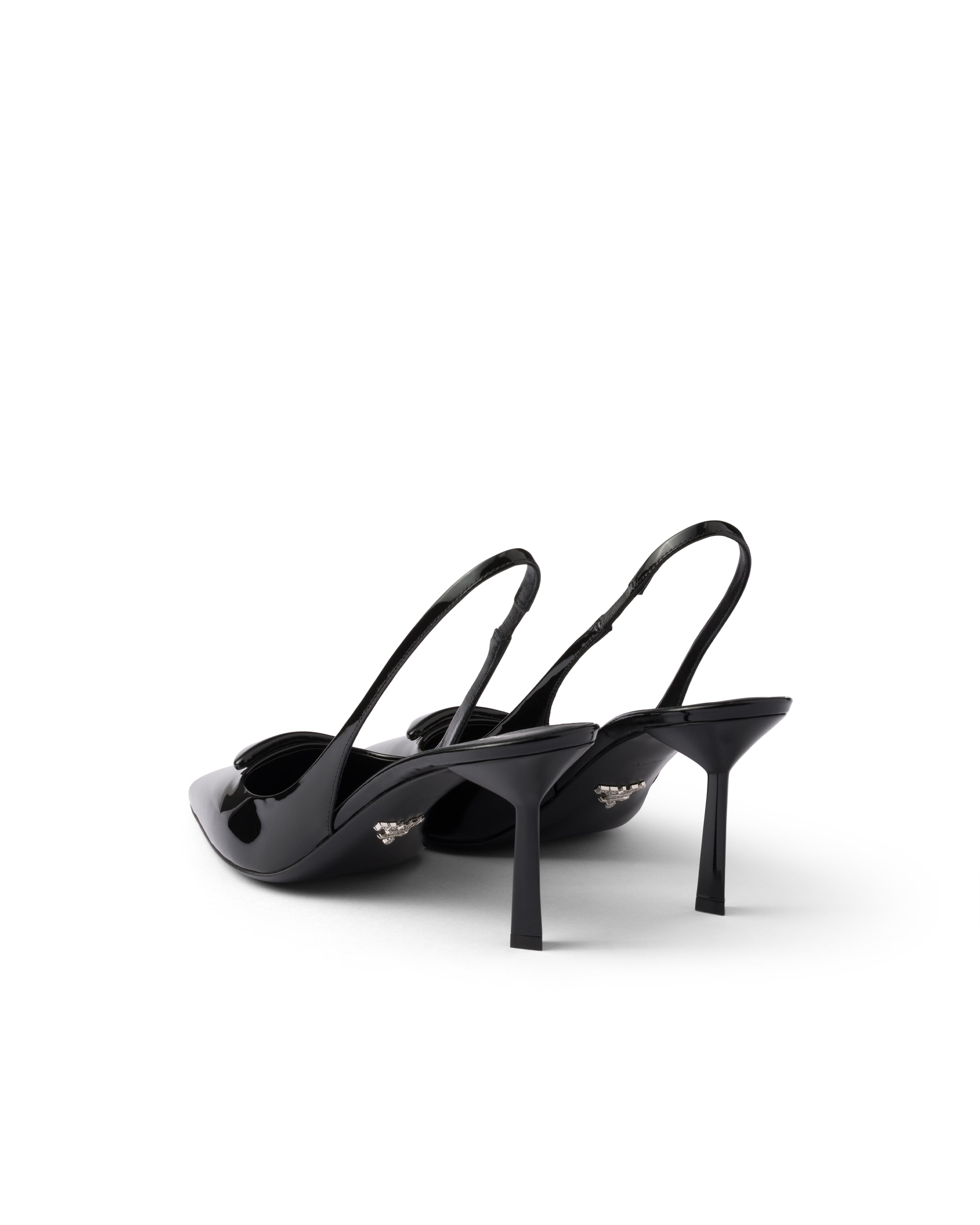 Prada (wmns)  Patched Logo Brushed Leather Slingback Heels 'black'
