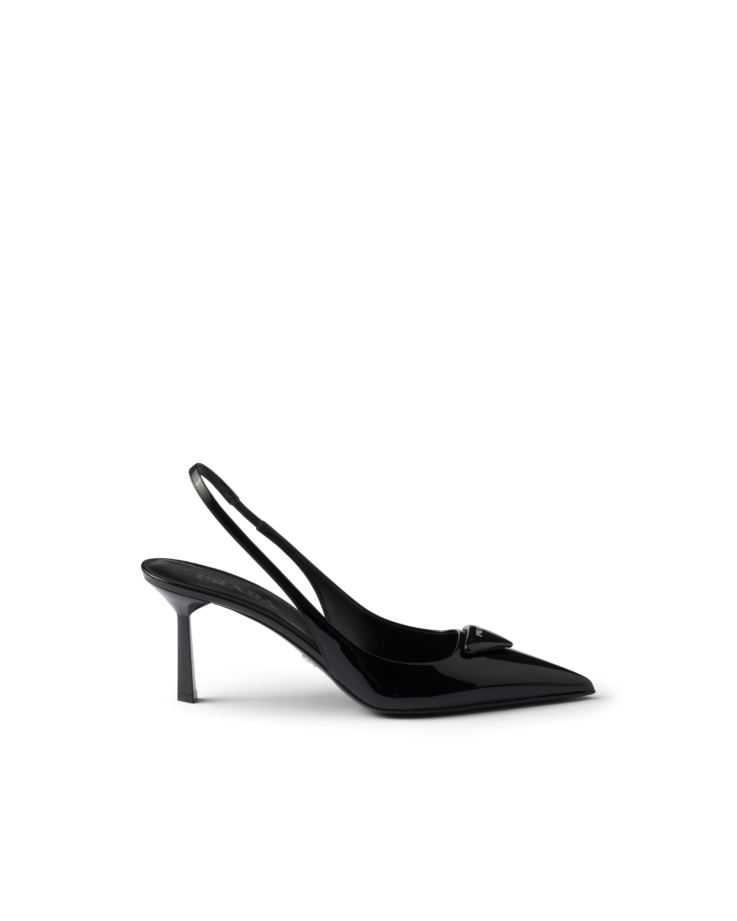 Prada (wmns)  Patched Logo Brushed Leather Slingback Heels 'black'