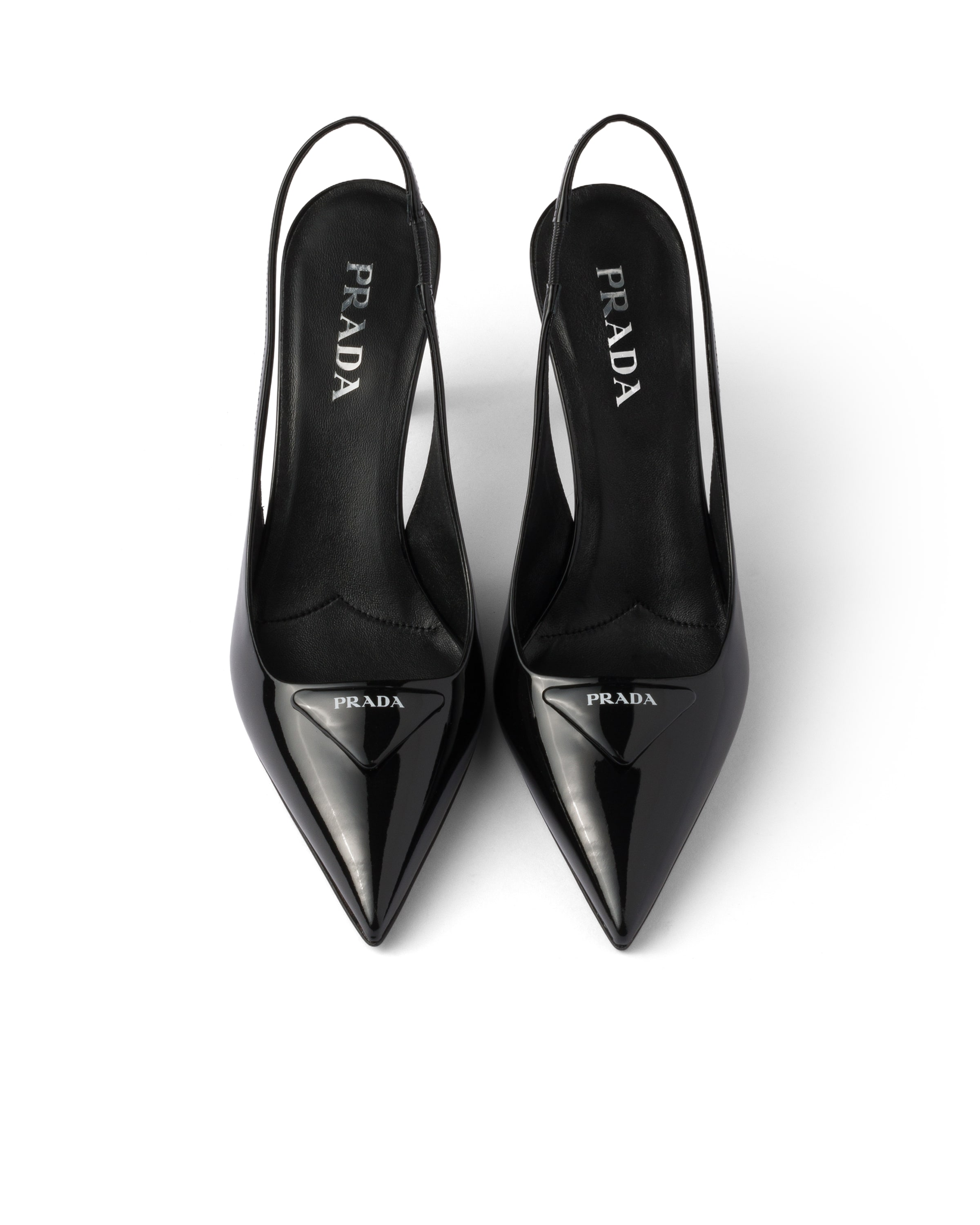 Prada (wmns)  Patched Logo Brushed Leather Slingback Heels 'black'