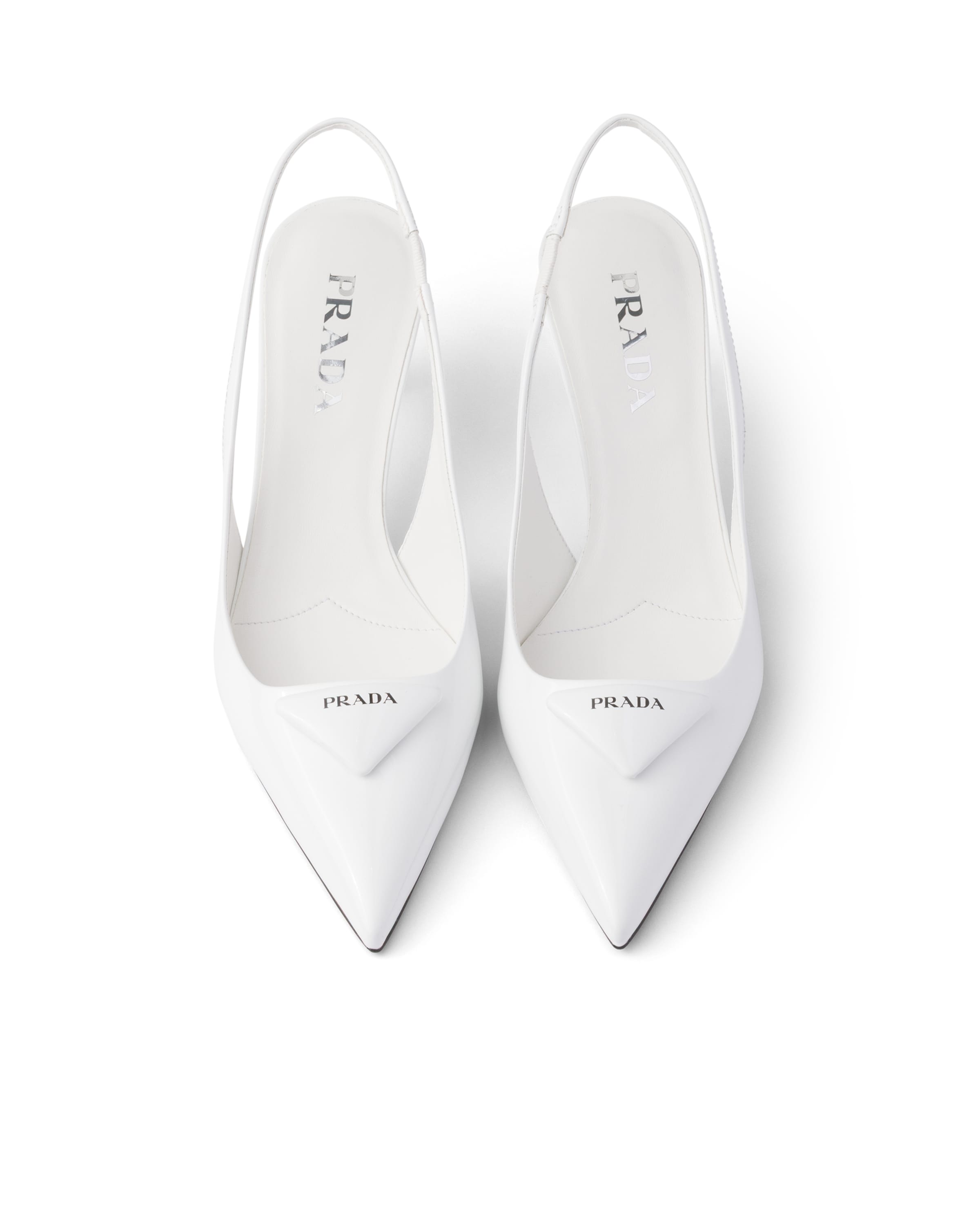 Prada Slingback Sandals Pointed Toe Stiletto Heel In White