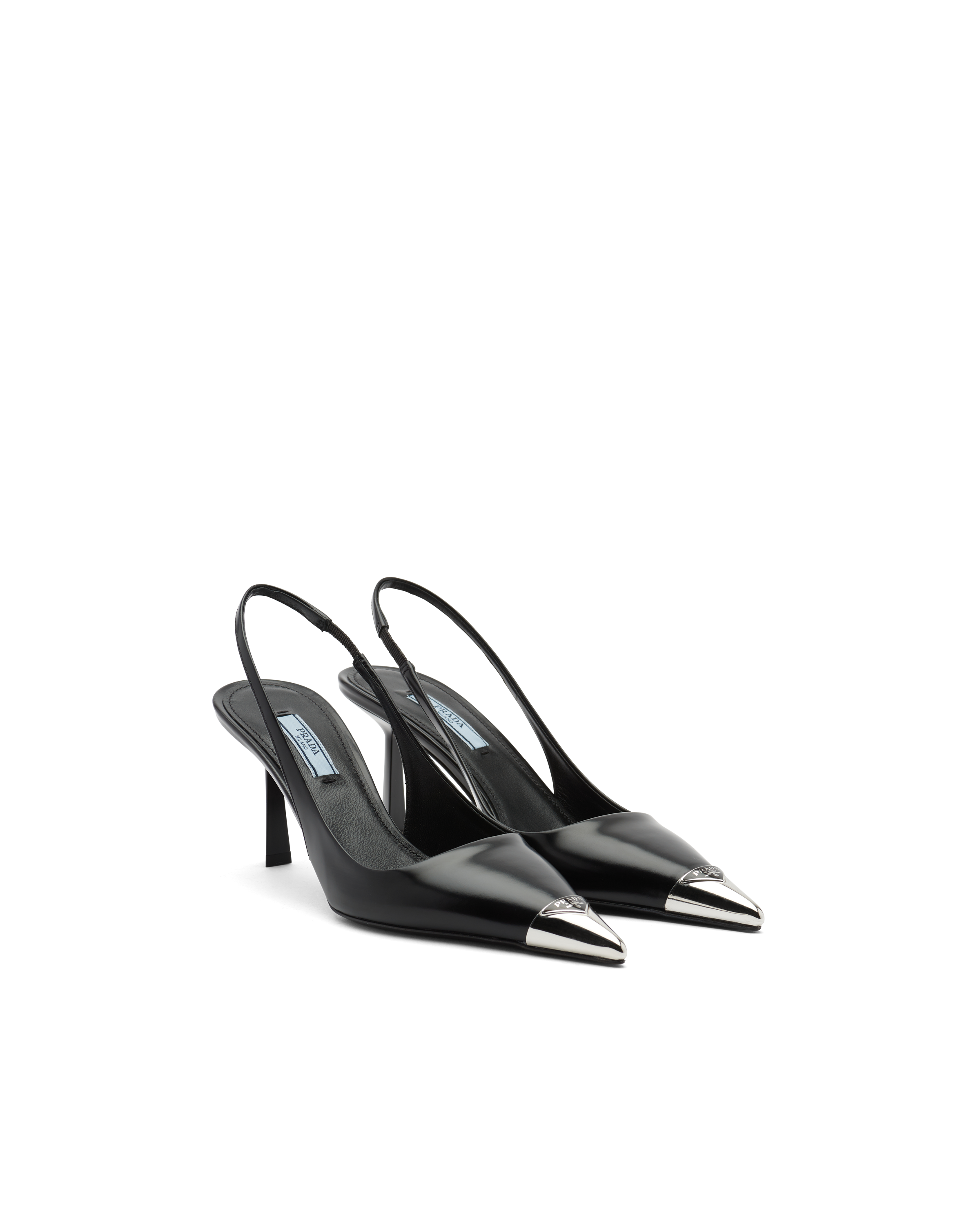Prada Contrast toecap Slingback Pumps In Black ModeSens