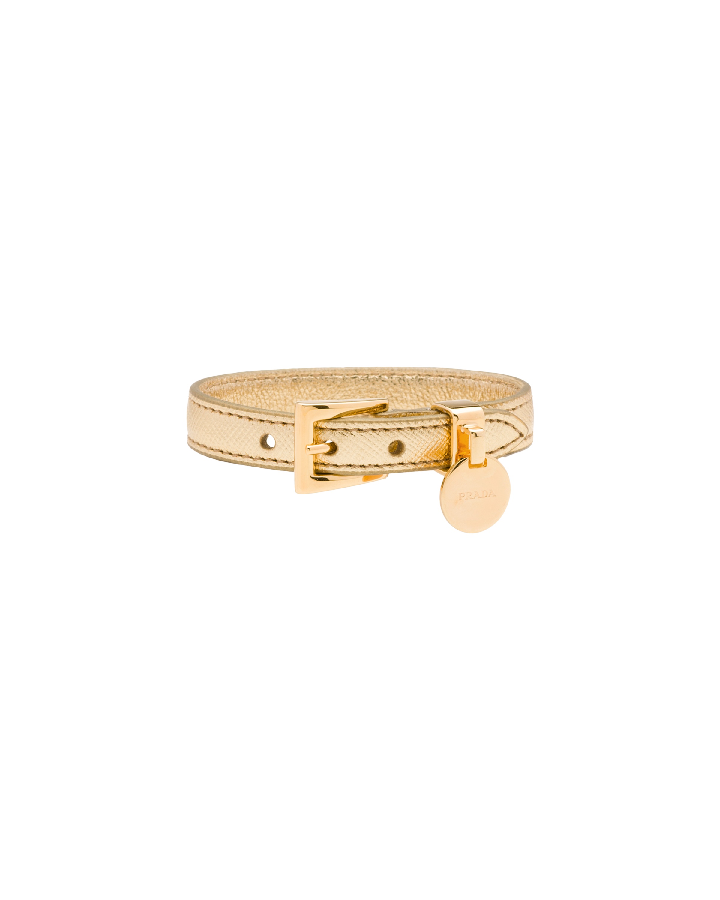 Prada Saffiano Leather Bracelet In Gold