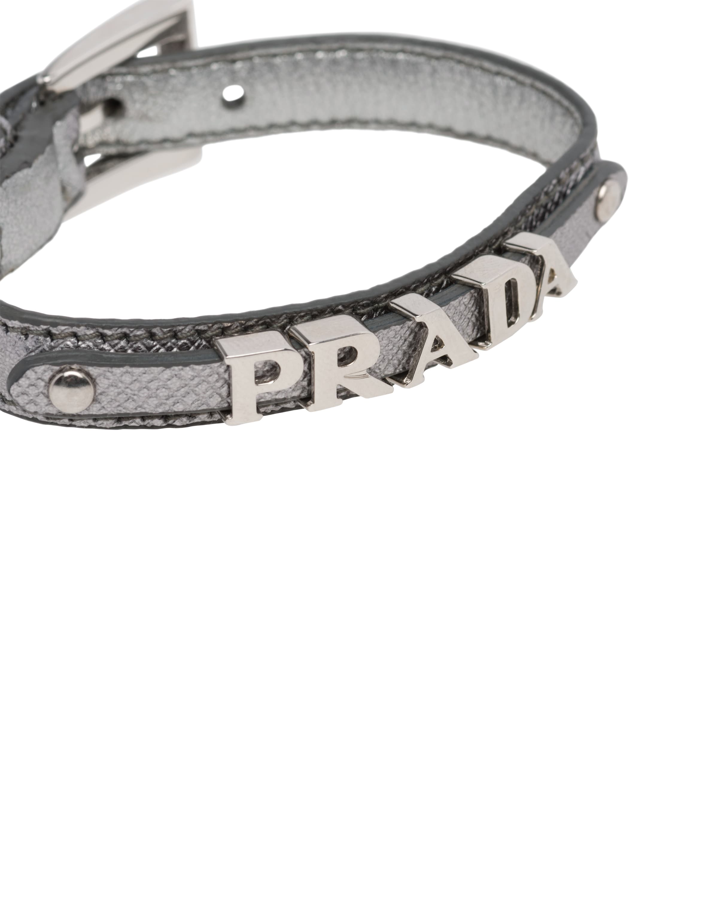 Chrome Saffiano Leather Bracelet Prada