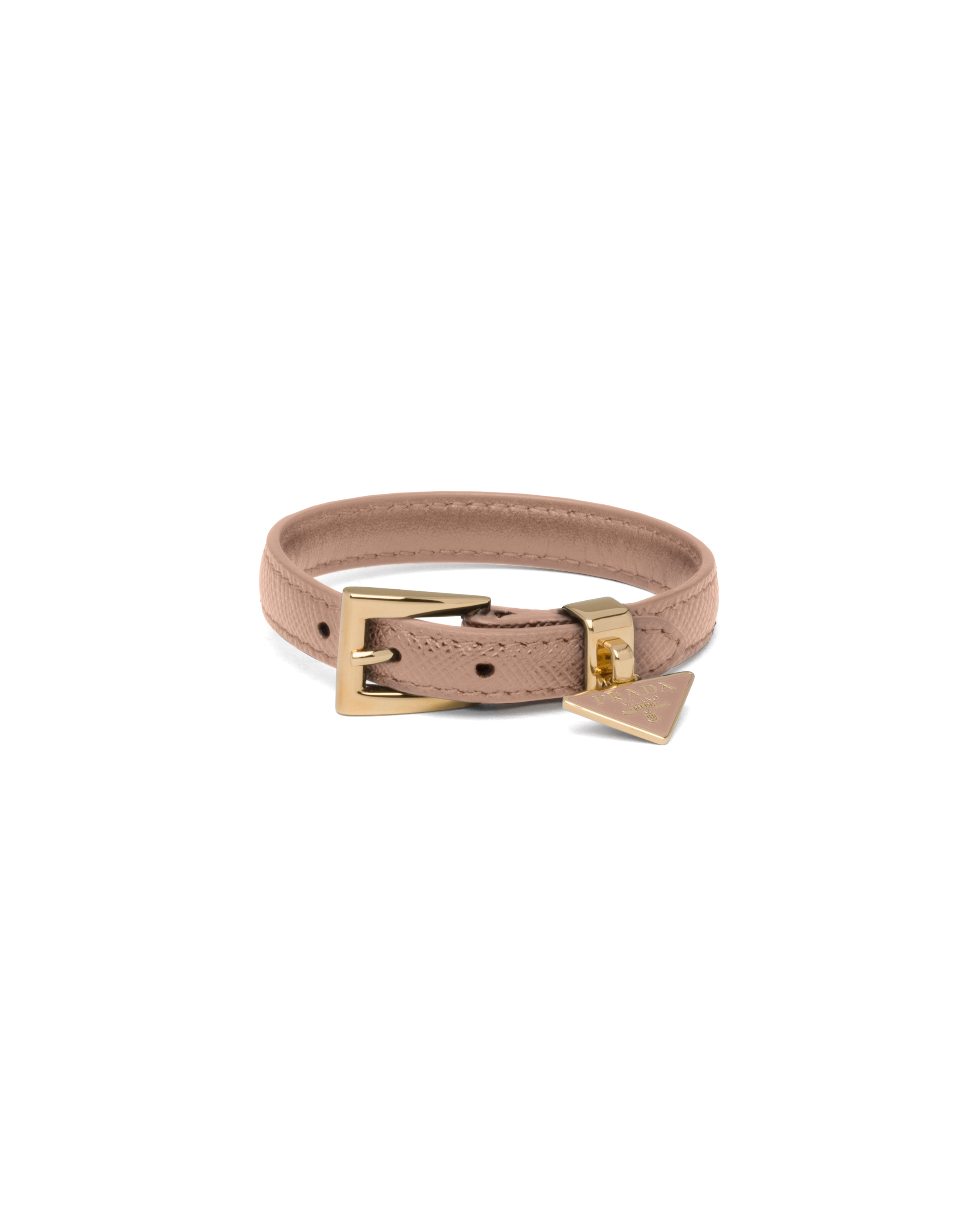 Prada Triangle Logo Buckled Bracelet In Powder Pink