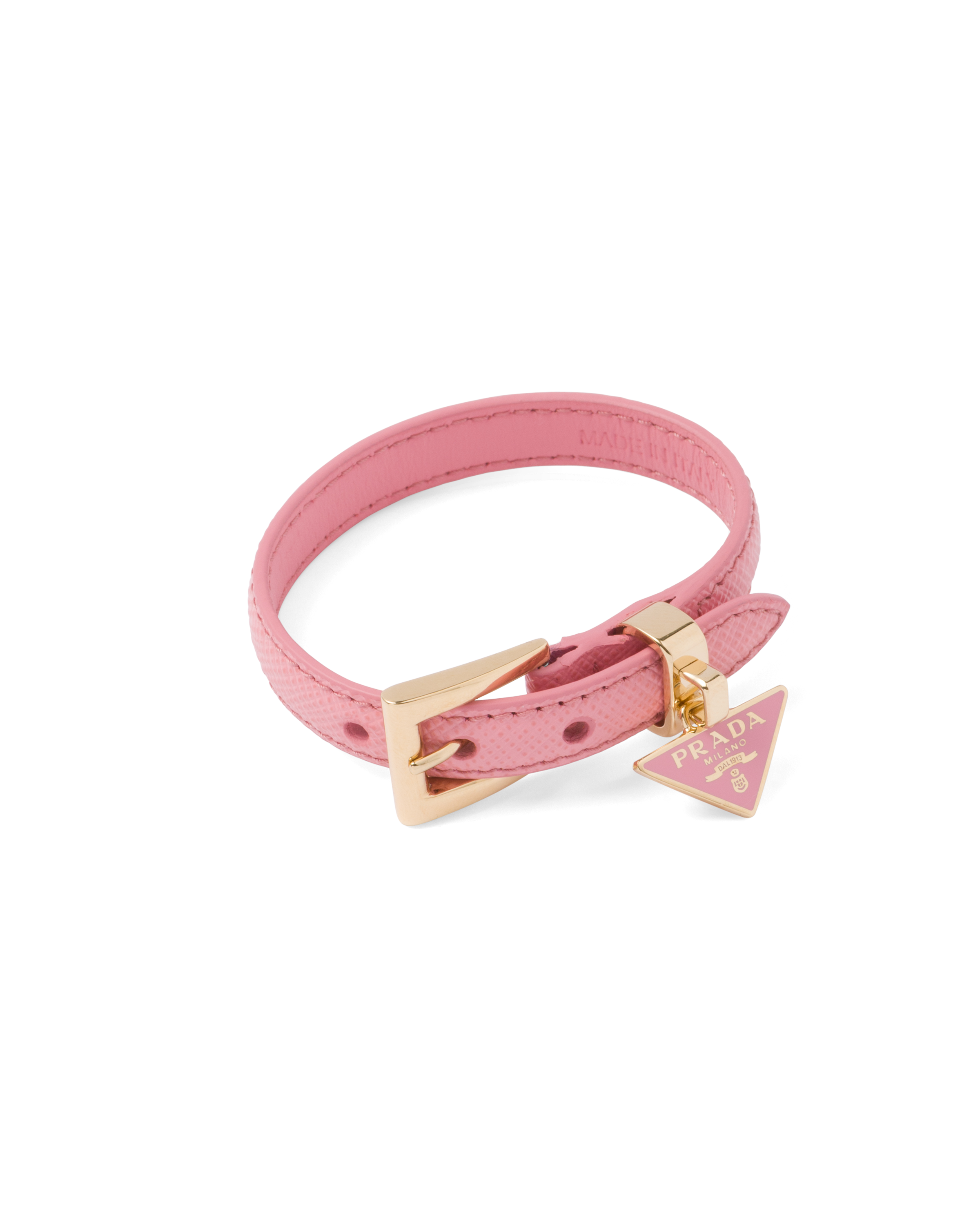 Prada Saffiano Leather Bracelet In Pink