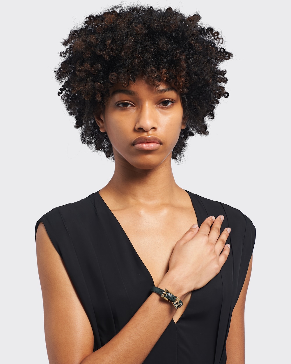 Emerald Saffiano leather bracelet | Prada