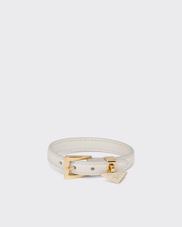 品質満点 Chalk White Saffiano leather bracelet | PRADA バッグ