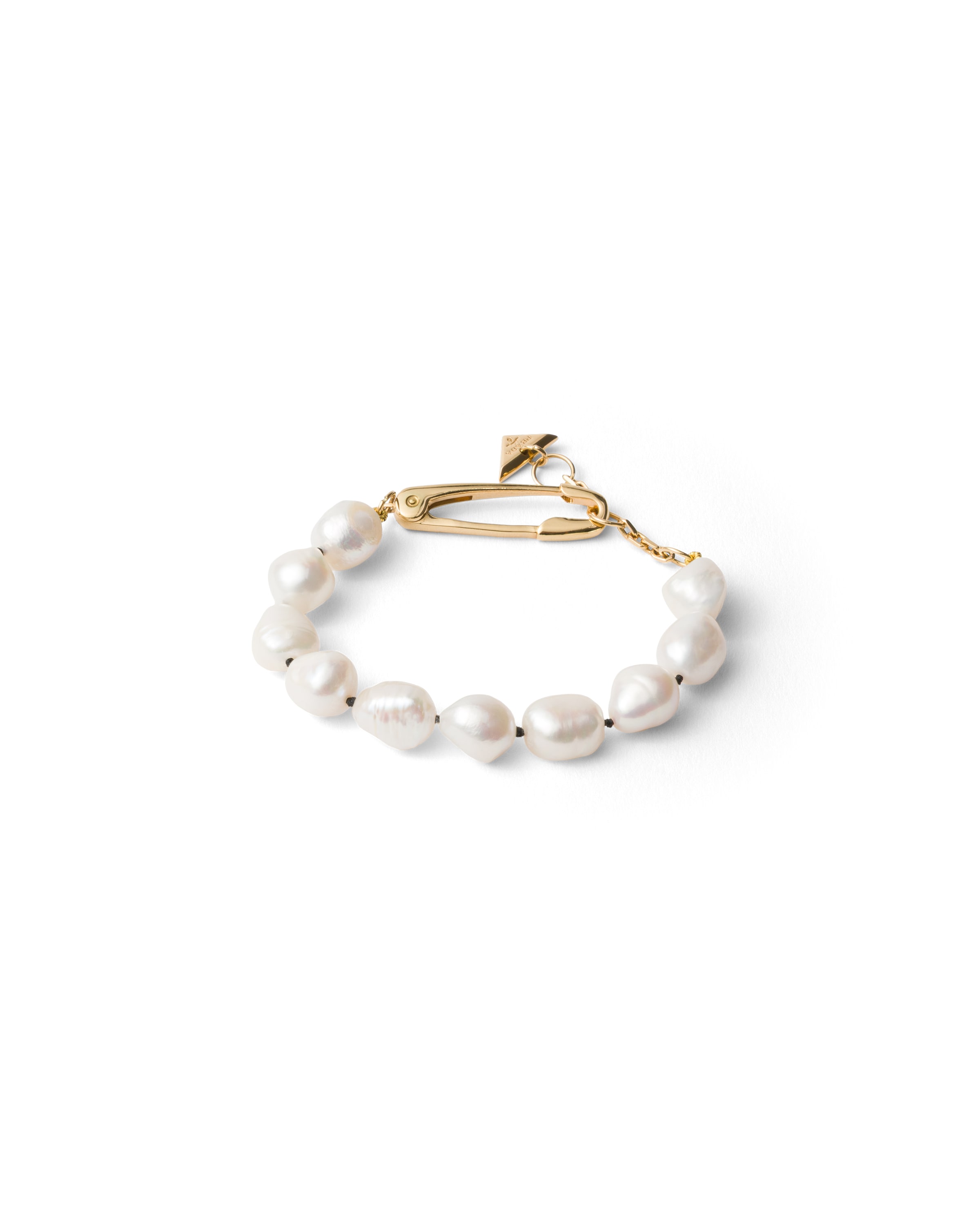 Prada Metal Bracelet With Pearls In Gold/pearl