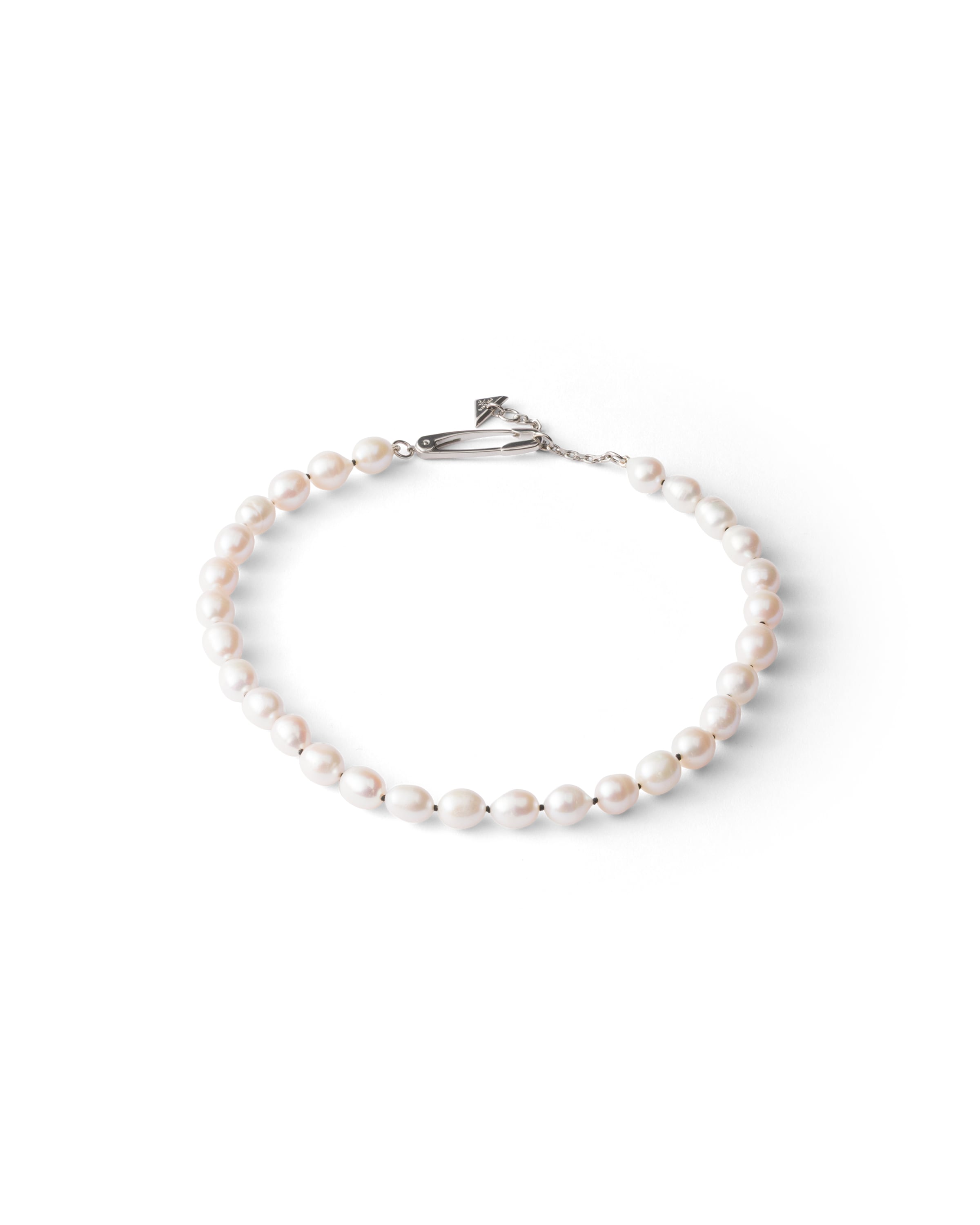 Prada Metal And Pearl Necklace In Gold/silver