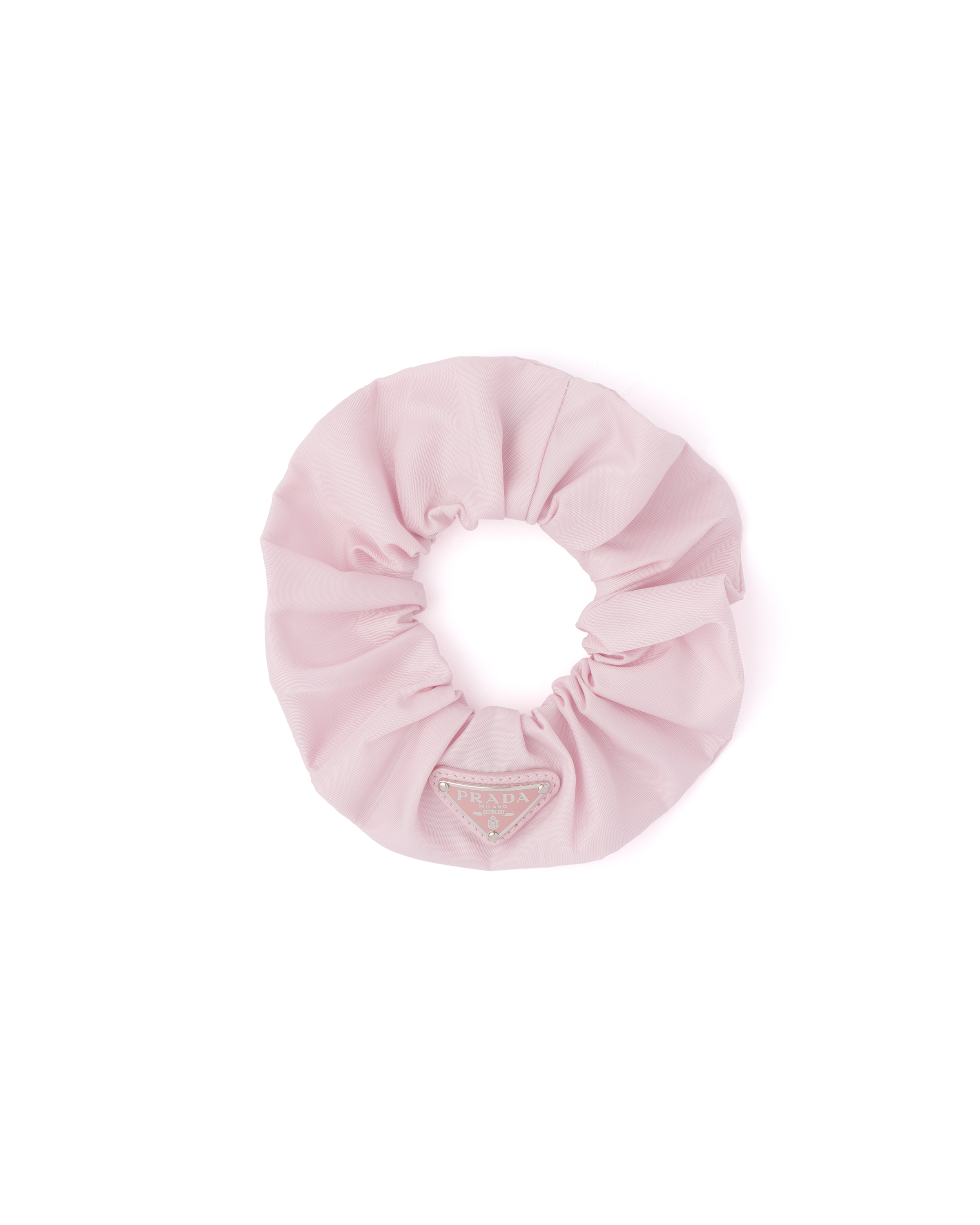 Prada Re-nylon Triangle-logo Scrunchie In Alabaster Pink