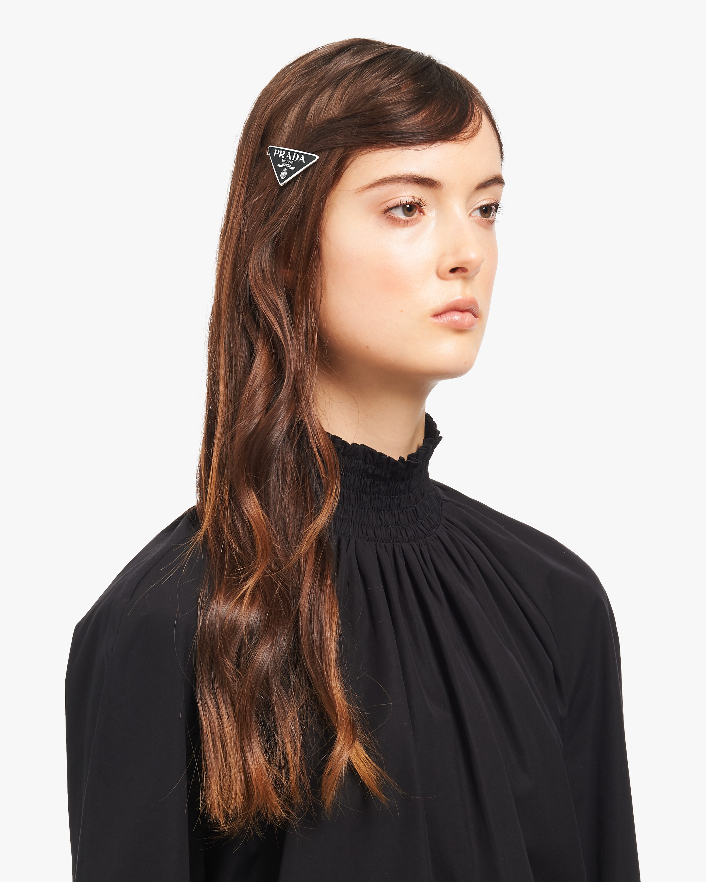 Black Metal hair clips Prada