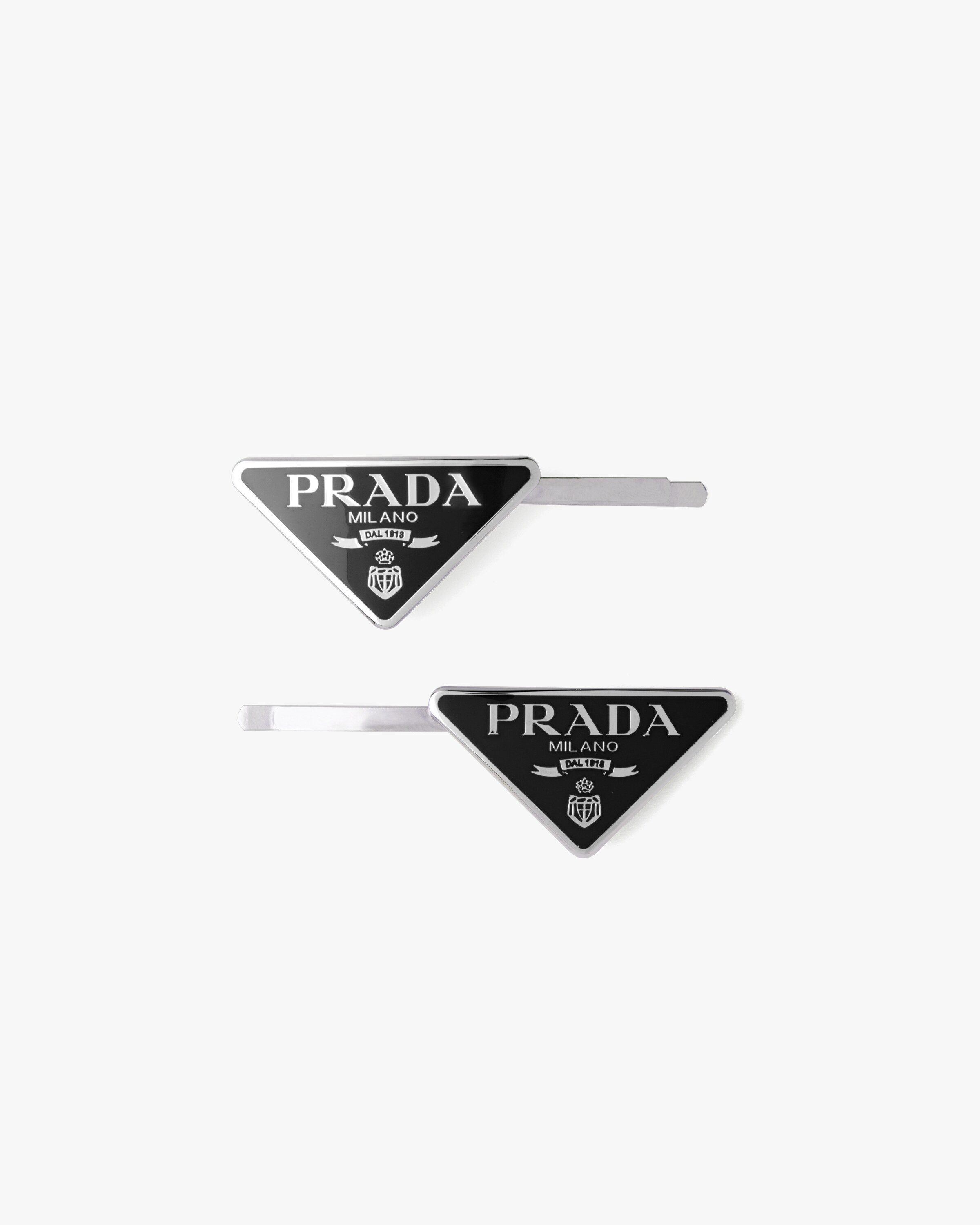 Black Metal hair clips Prada