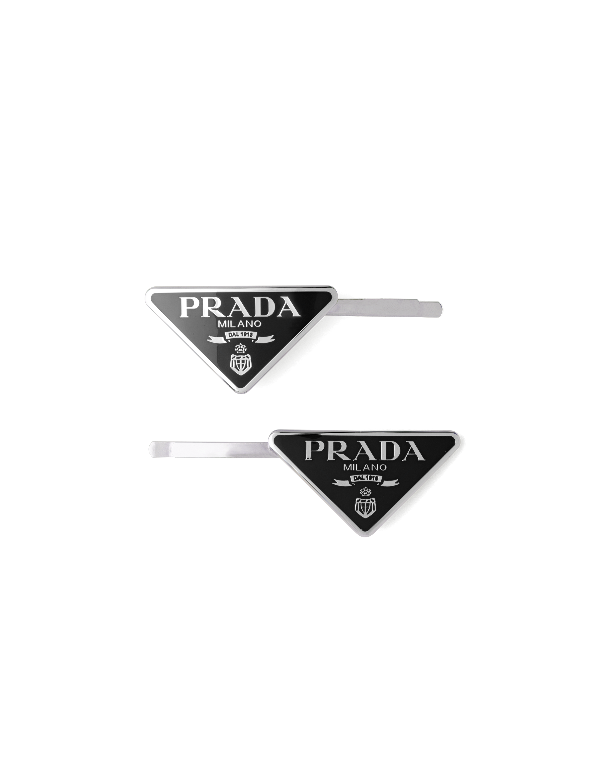 Prada Metal Hair Clips In Black