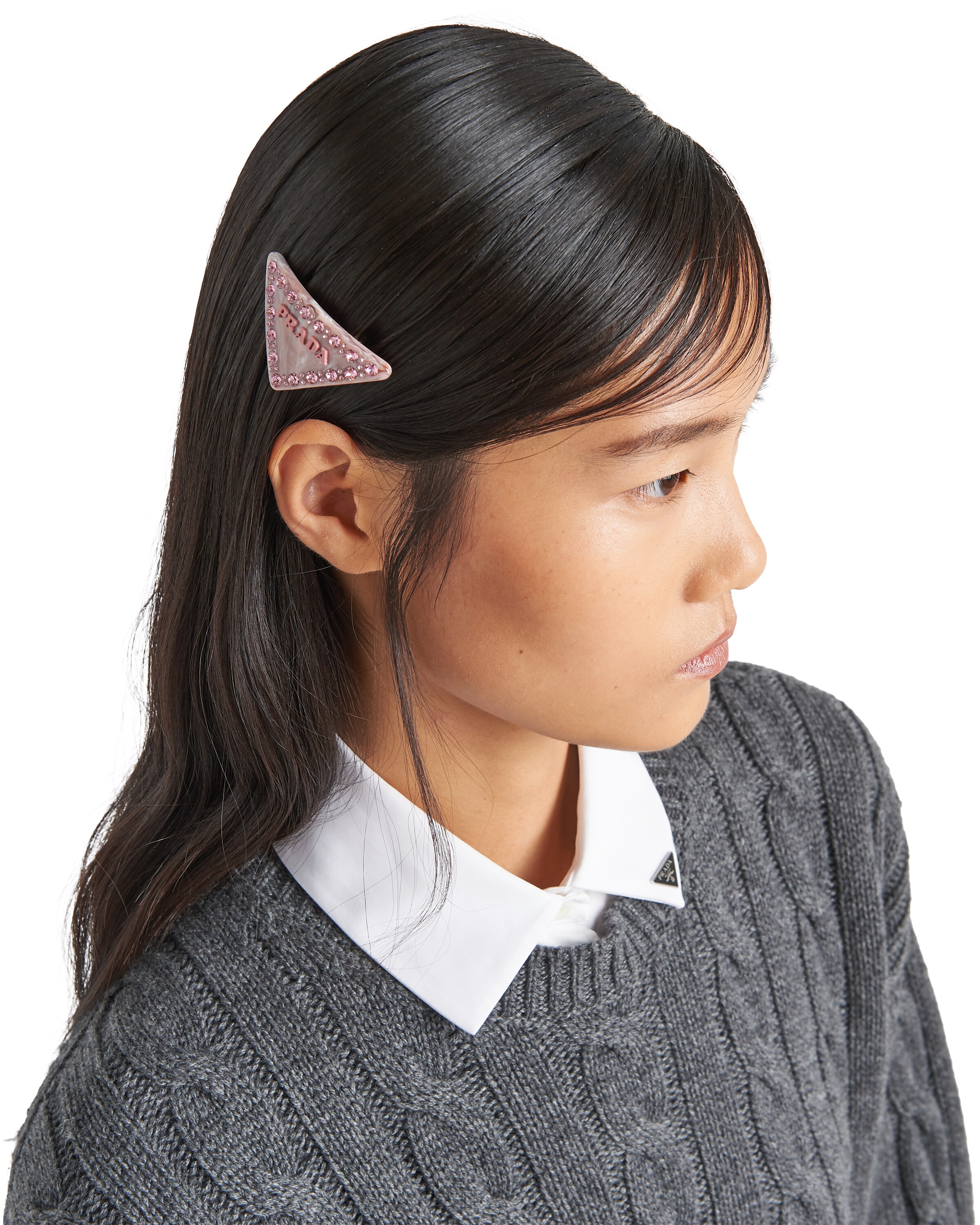 Prada Triangle-logo Hair Clip In Pink | ModeSens