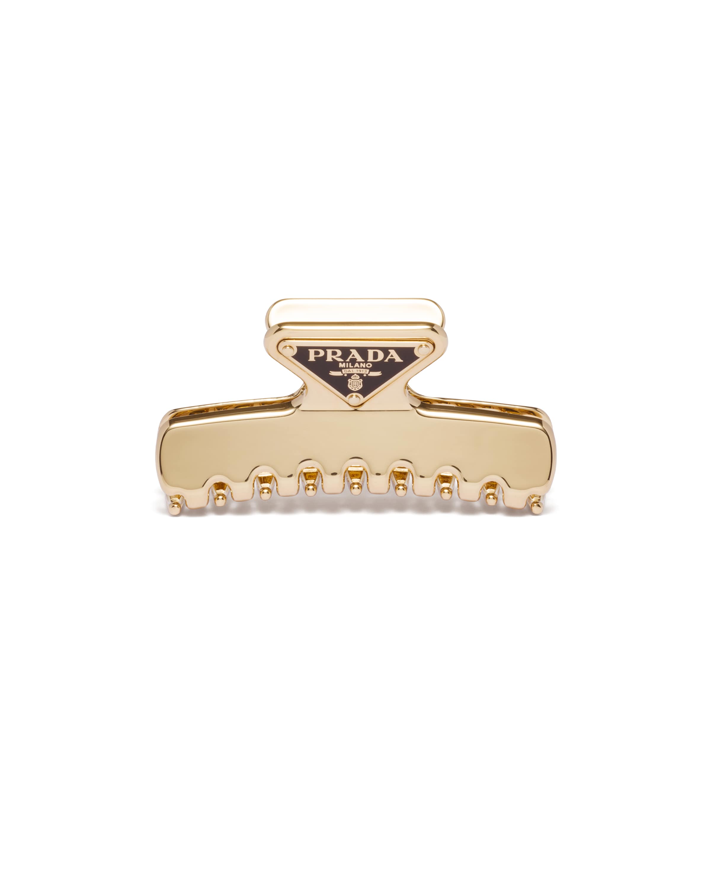 Prada Triangular Claw Clip Hair Accessory In Yellow Gold