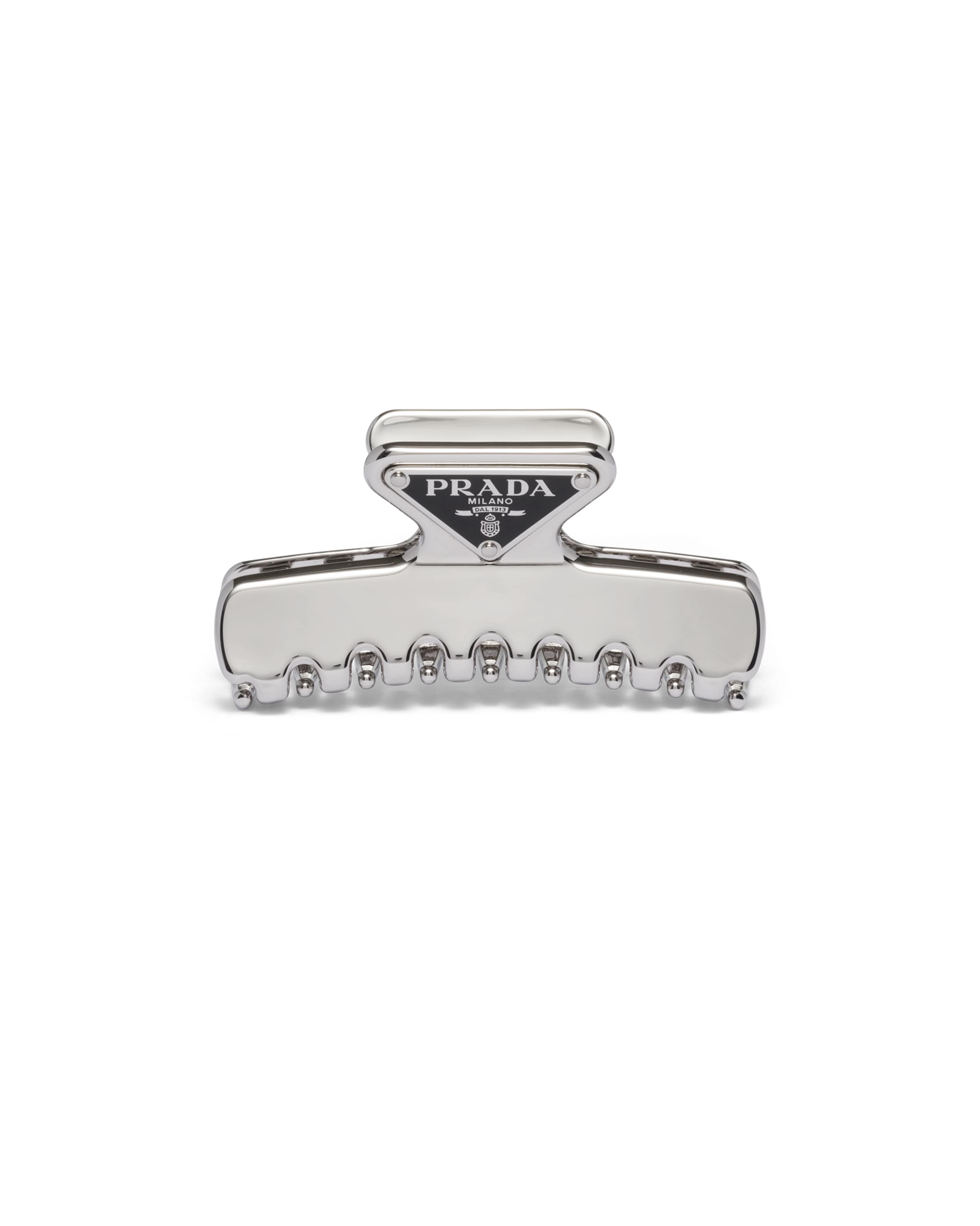 Prada Metal Hair Clip, Woman, Steel Gray