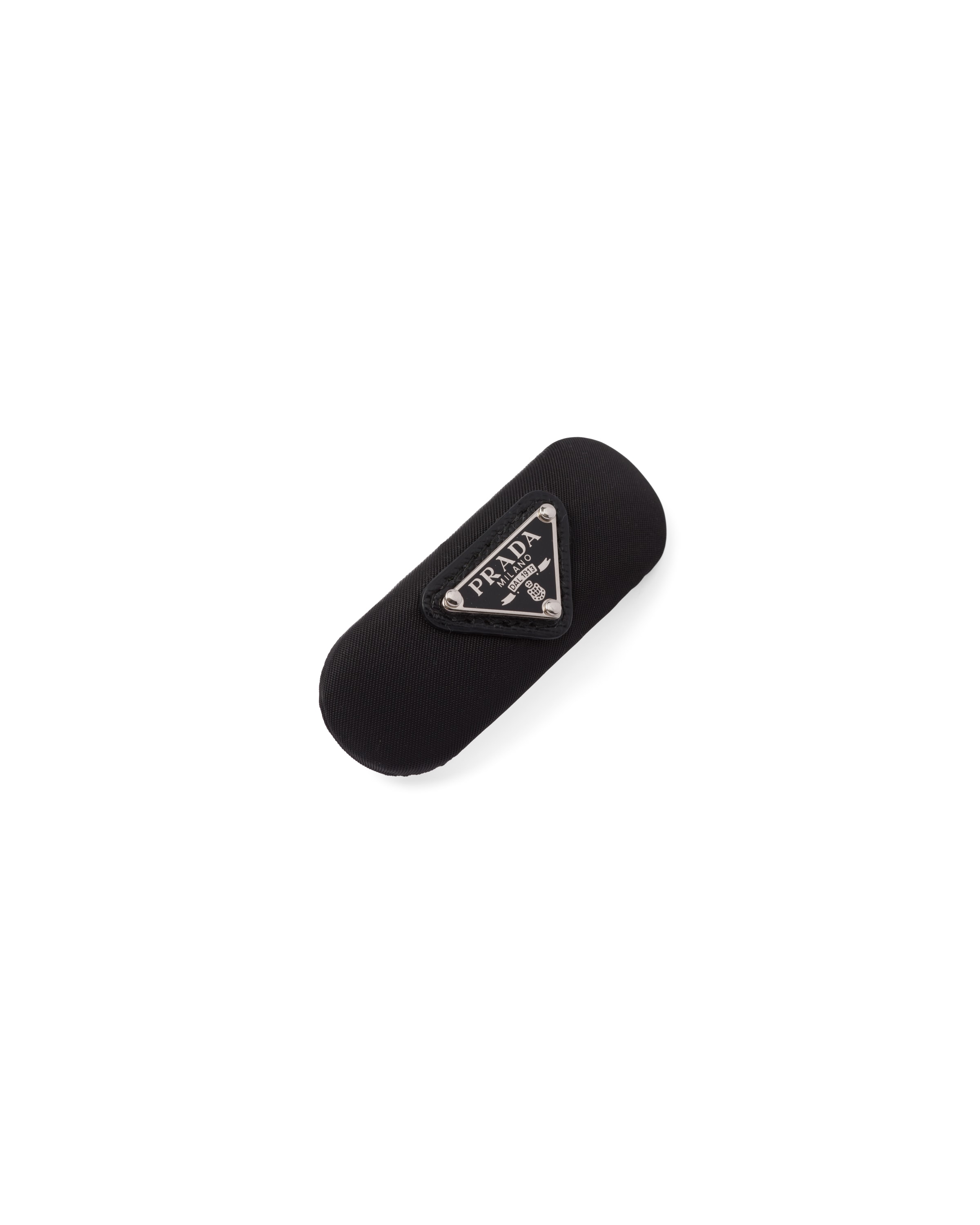 Prada Rectangular Fabric Hair Accessory Clip In Black