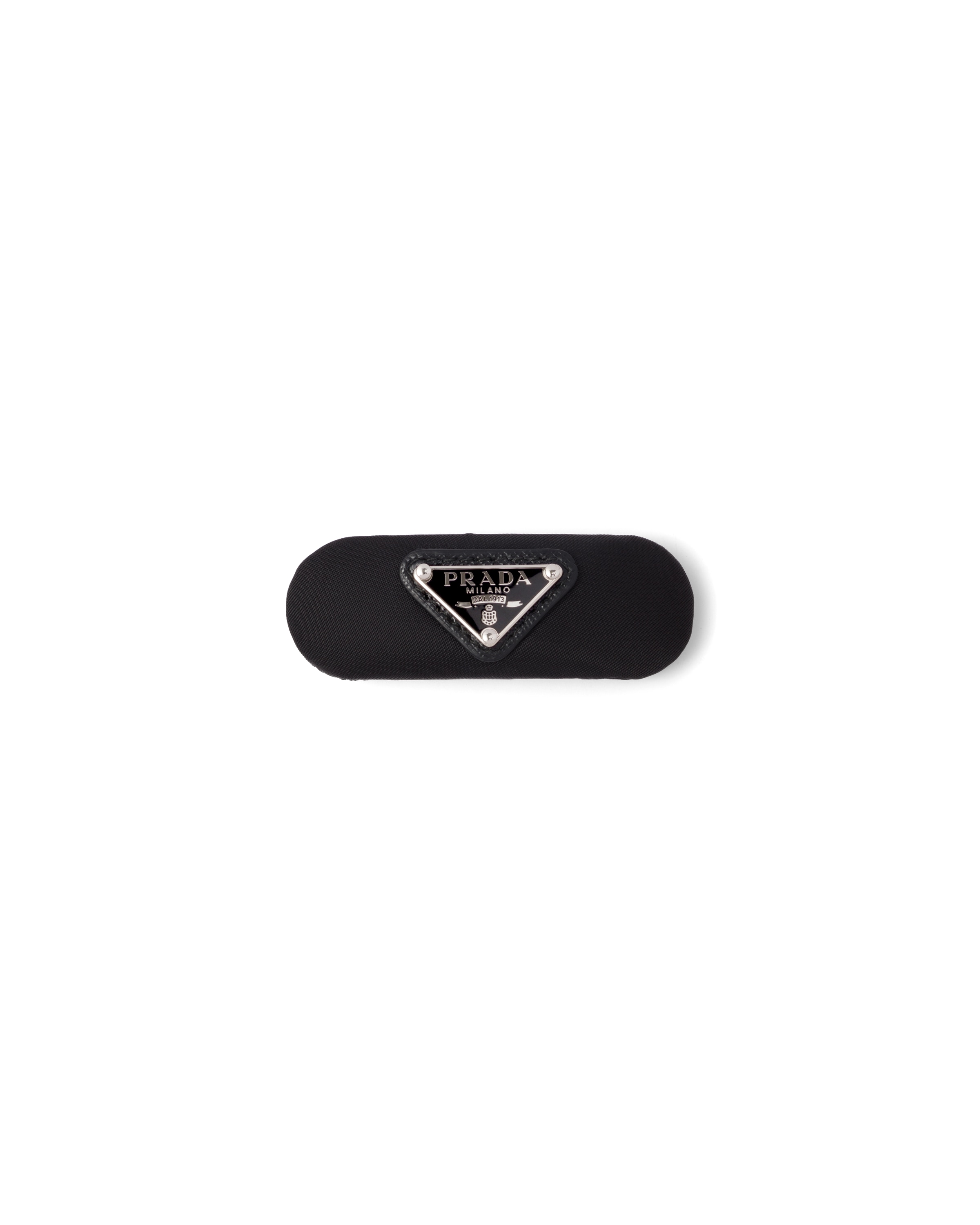 Prada Rectangular Fabric Hair Accessory Clip In Black