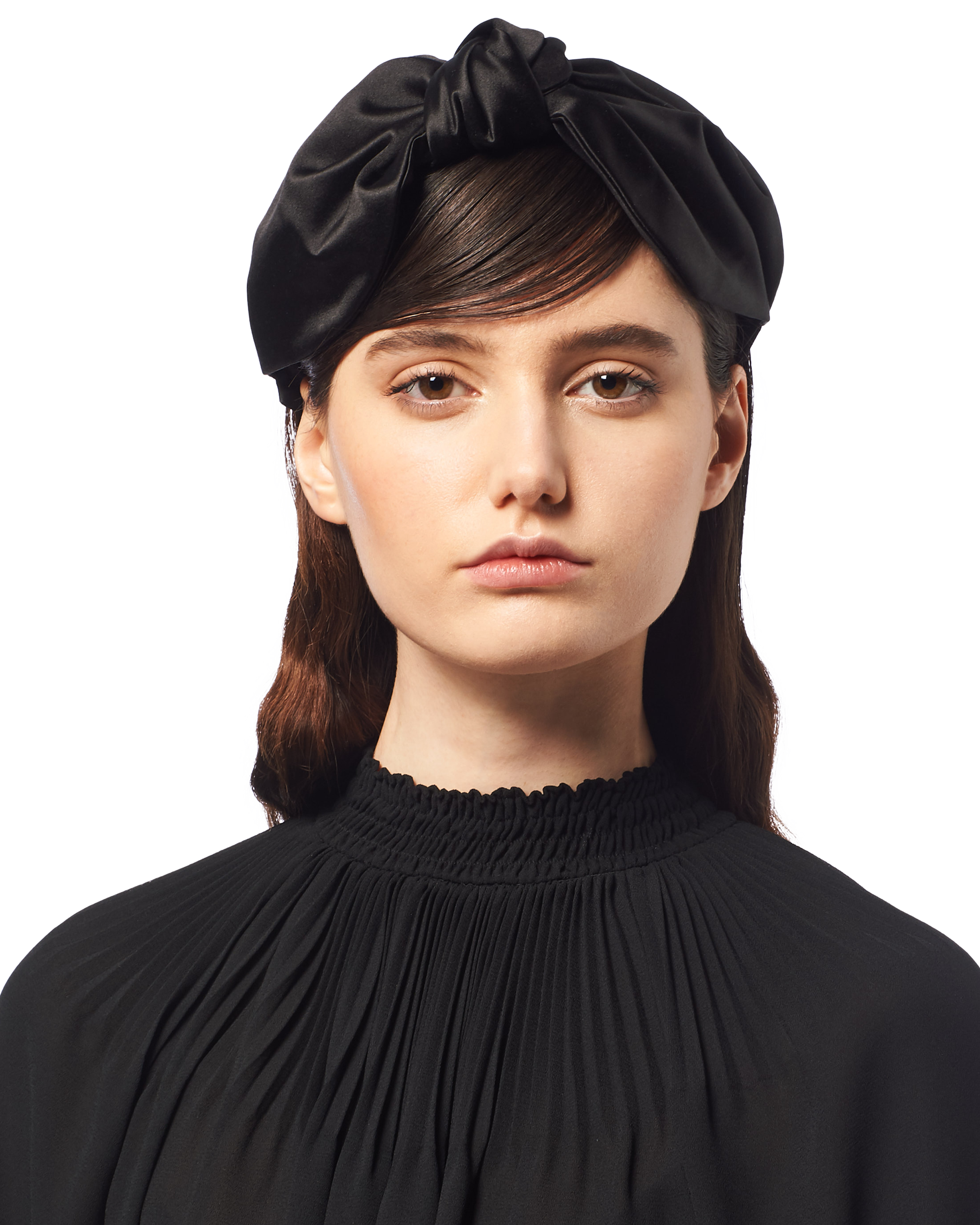 prada black satin headband