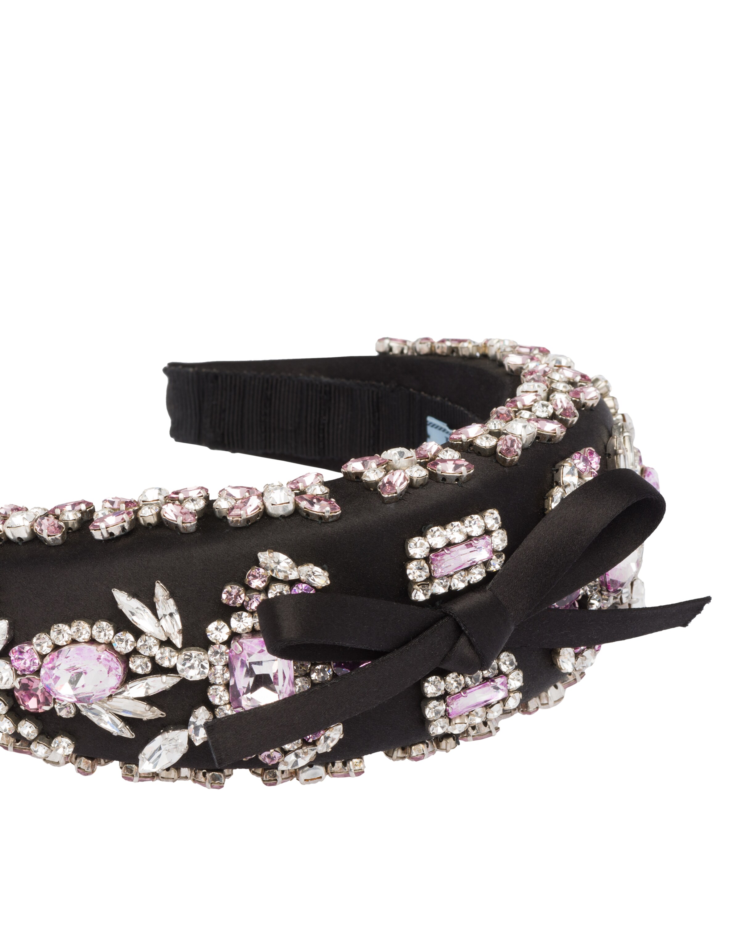 Embellished satin headband Prada