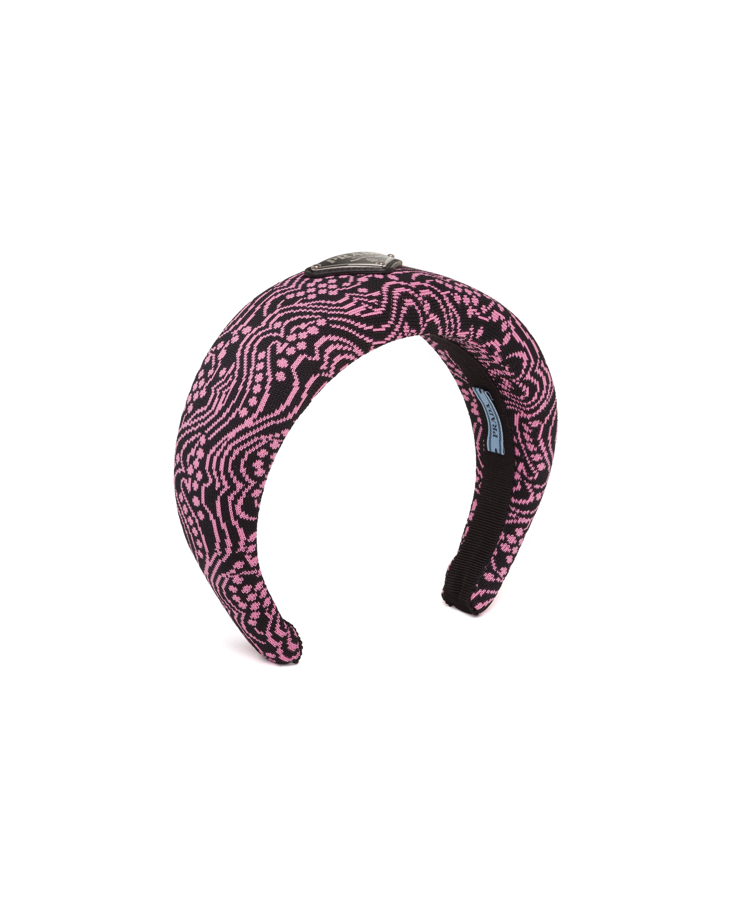 Prada pink and black headband Prada Black/Pink Lightning Bolt Printed Fabric Headband  main image 2