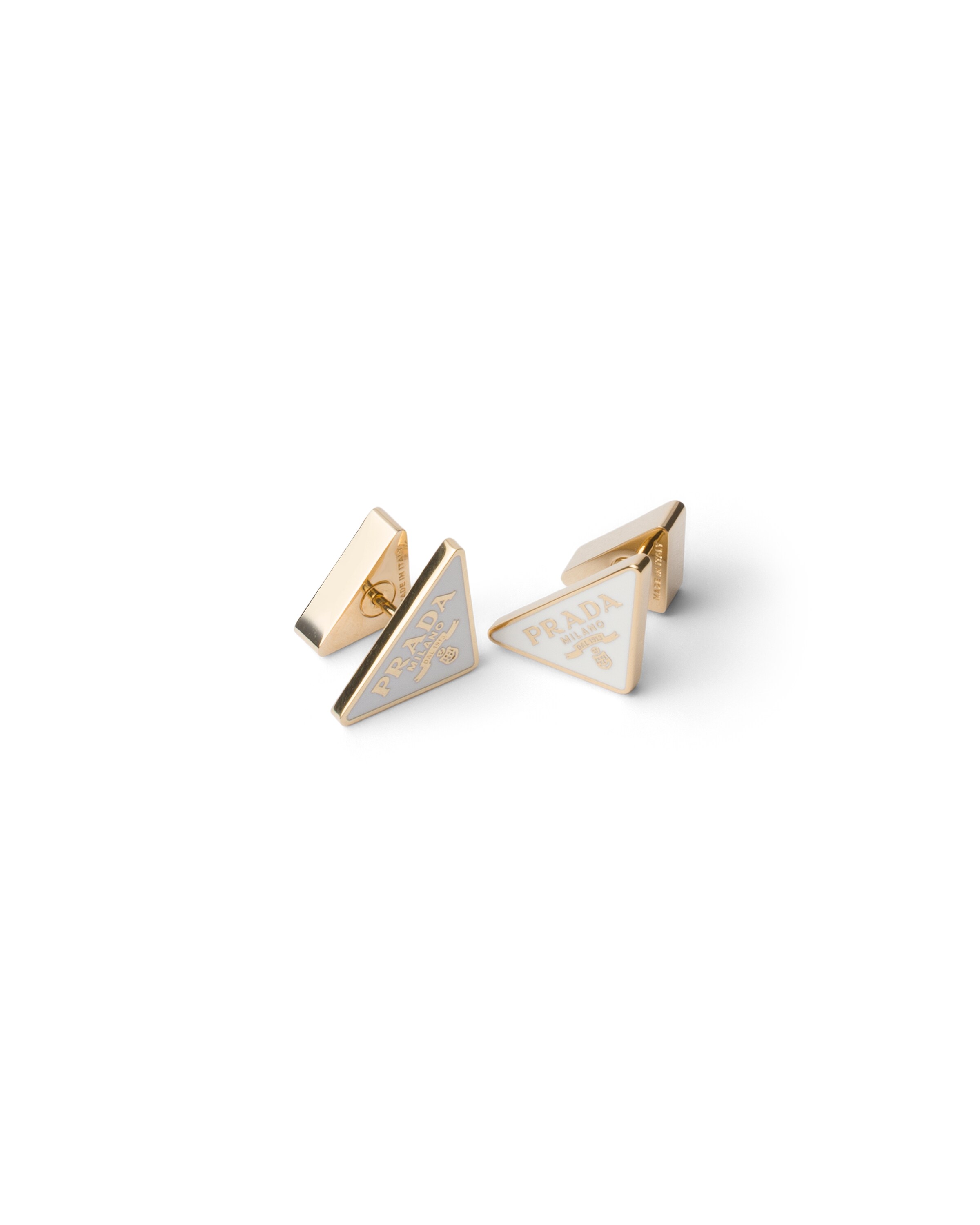 Prada Emailierte Metallohrringe In White