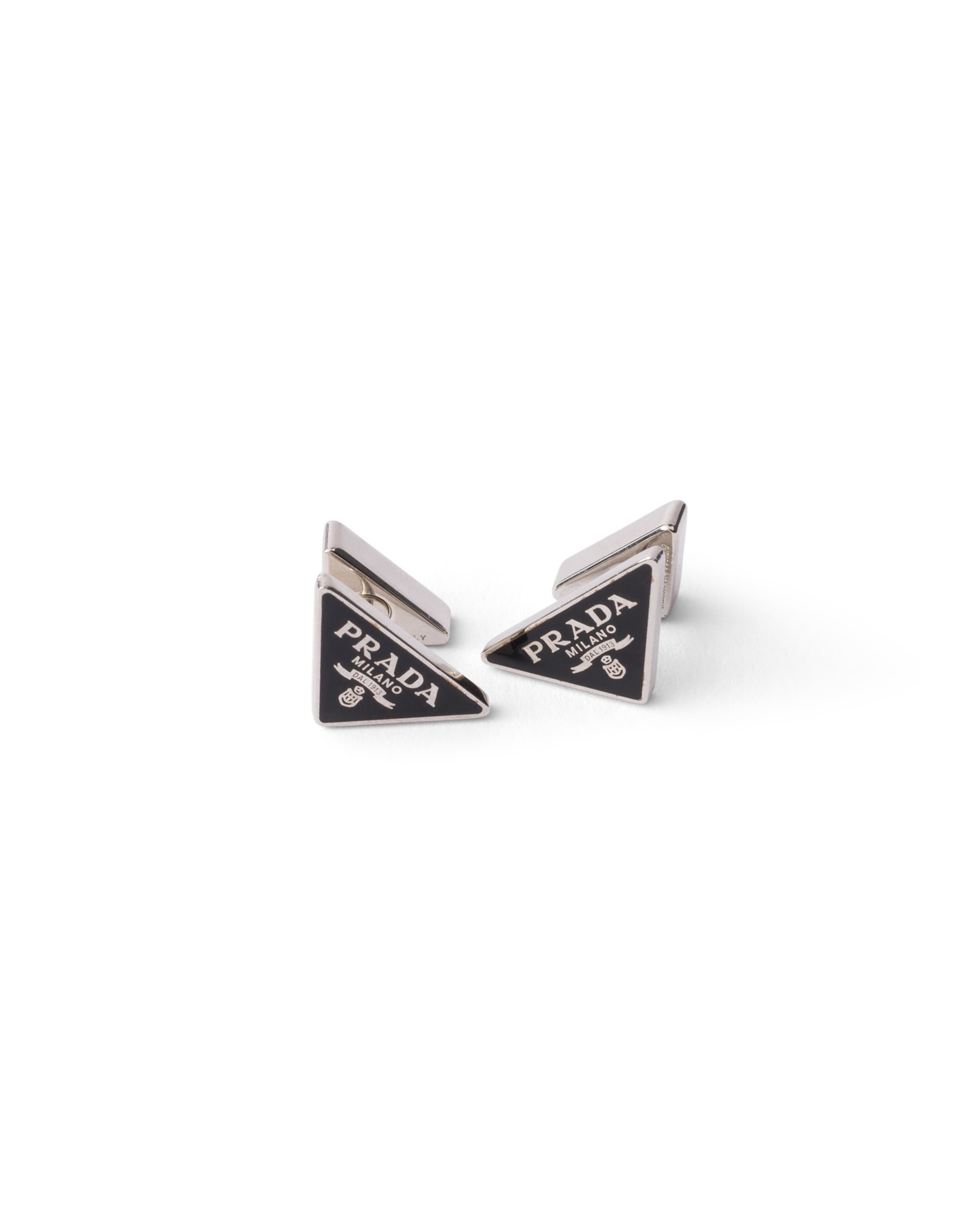 Prada Enameled Metal Earrings In Gold/silver