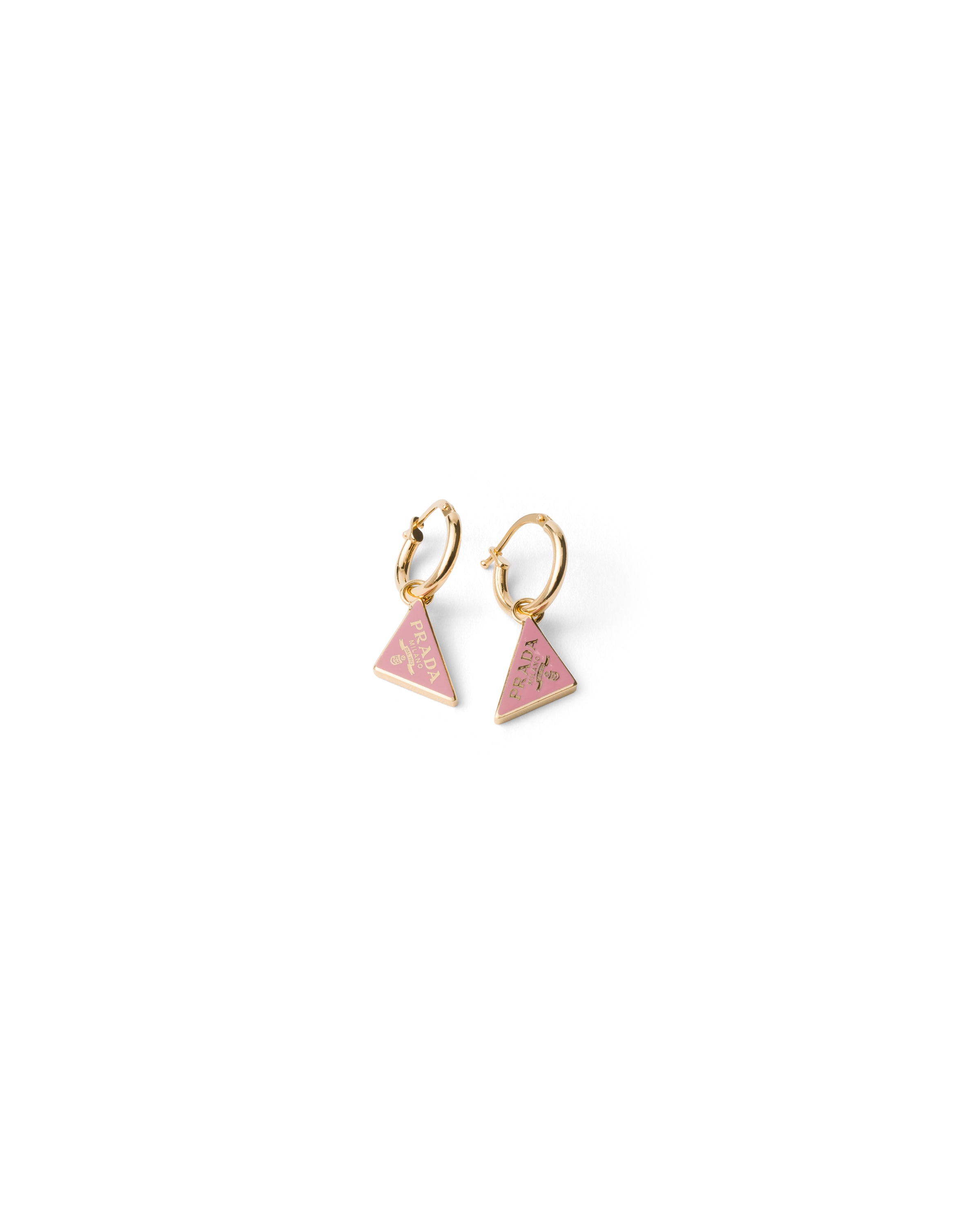Enameled Metal Earrings, Woman, Gold/petal Pink