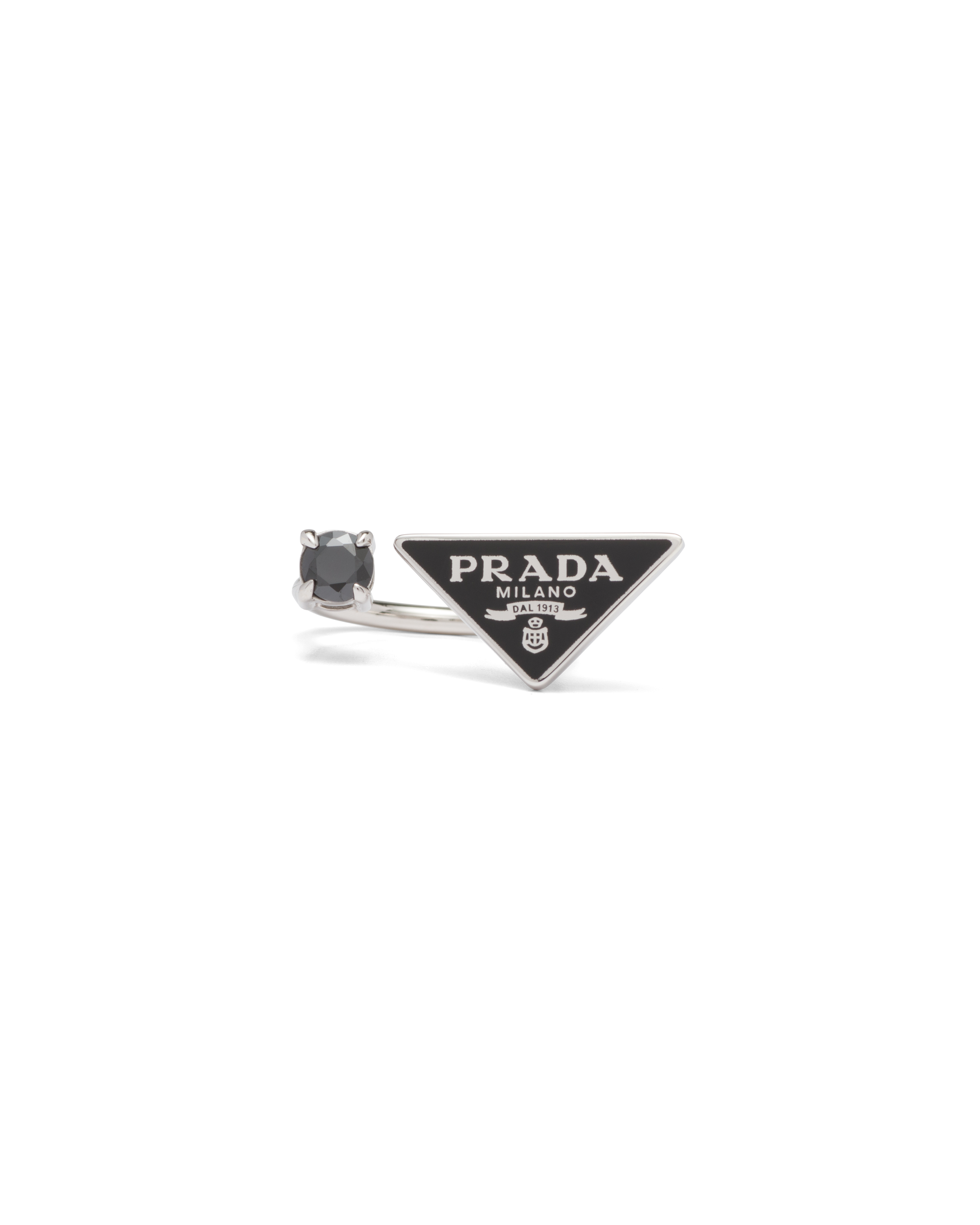 Prada Symbole Ring In Black/black Diamond