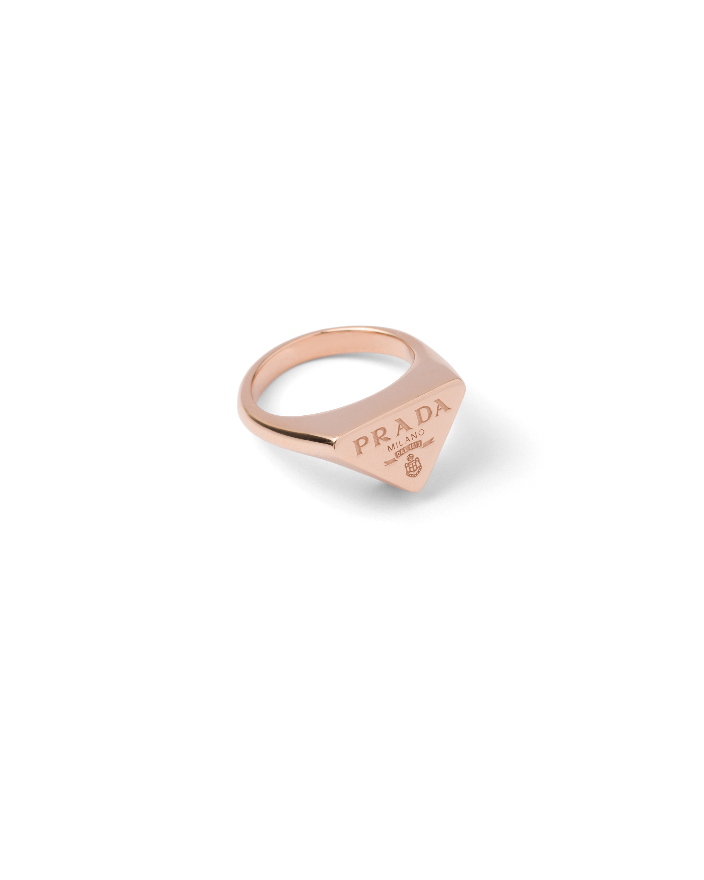 Prada Eternal Gold Signet Ring In Pink Gold In Rose Gold