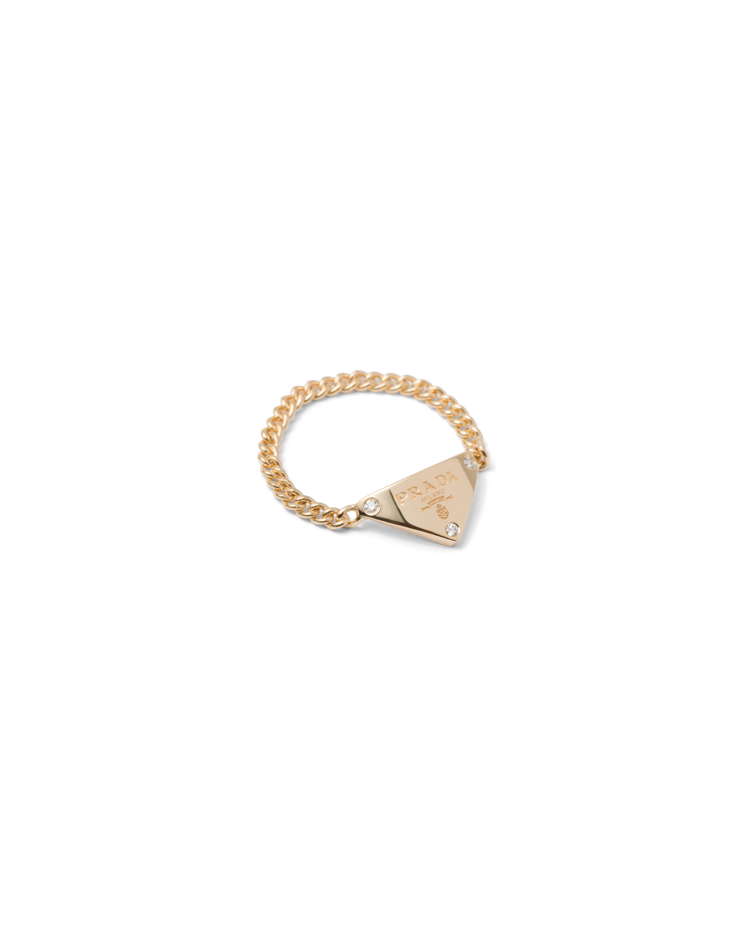 Prada Eternal Gold Chain Ring In Yellow Gold With Diamonds