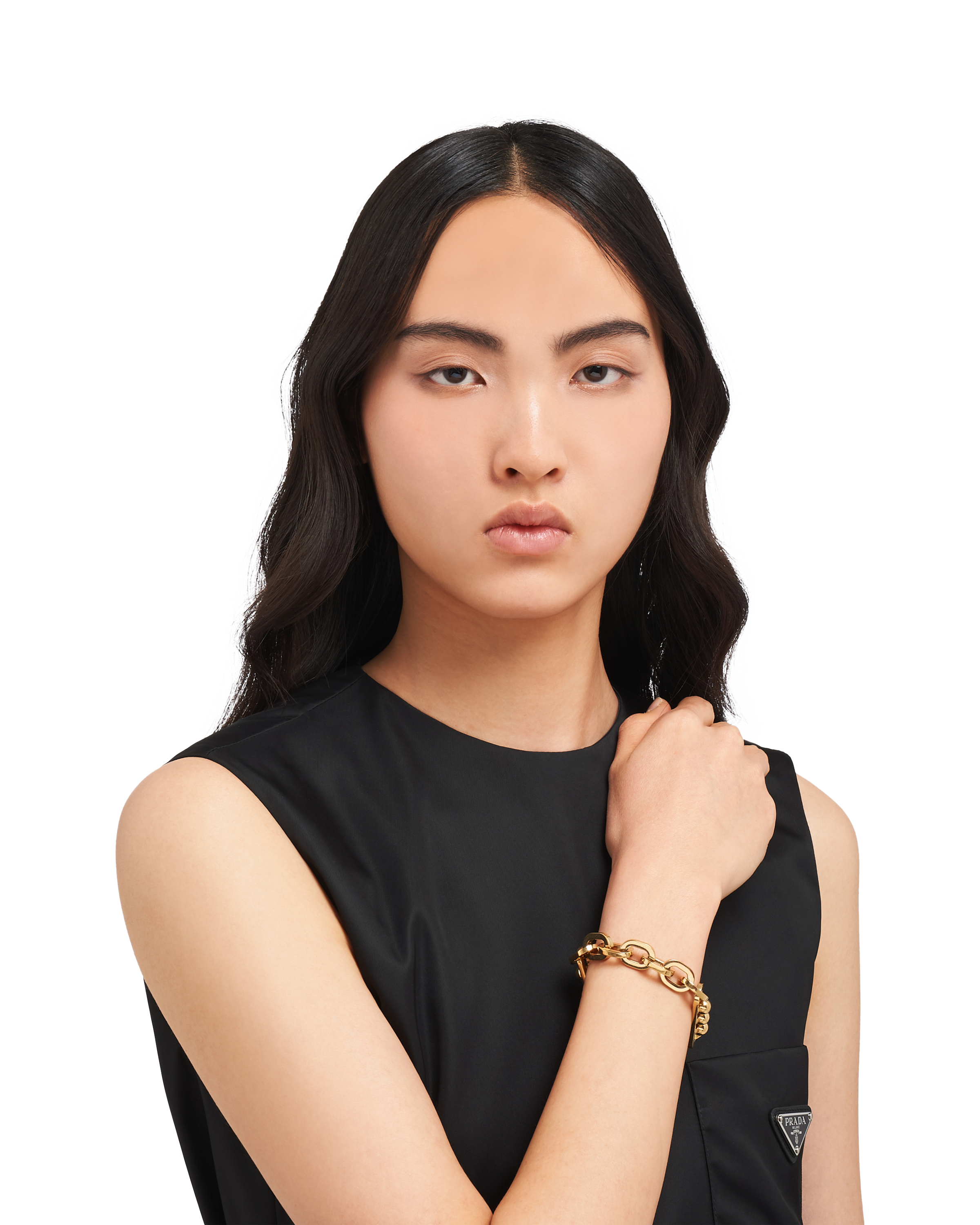 gold kettenarmband aus metall prada