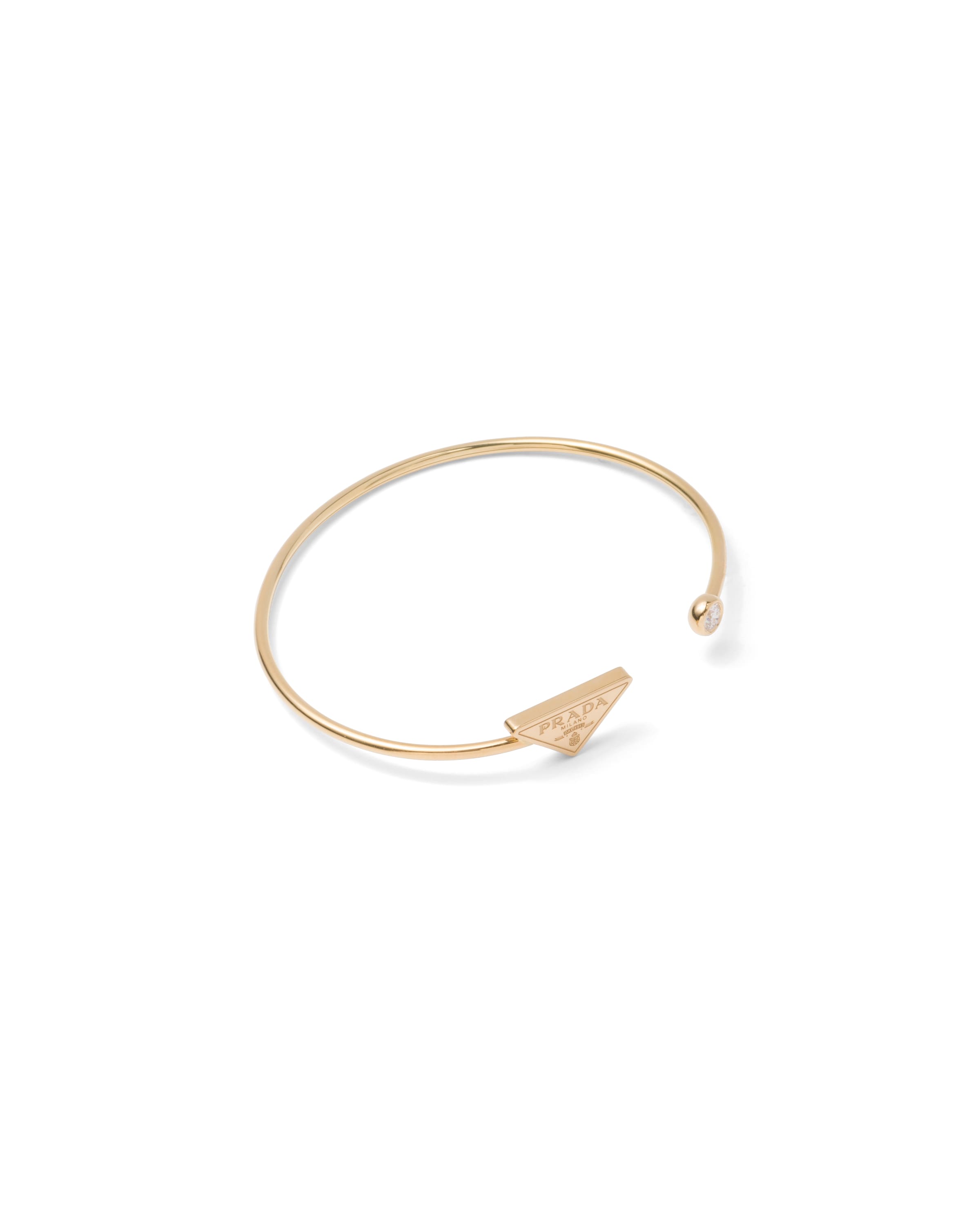 Prada Bracciale Rigido Eternal Gold In Oro Giallo Con Diamante, Donna, Oro/bianco, Taglia XS