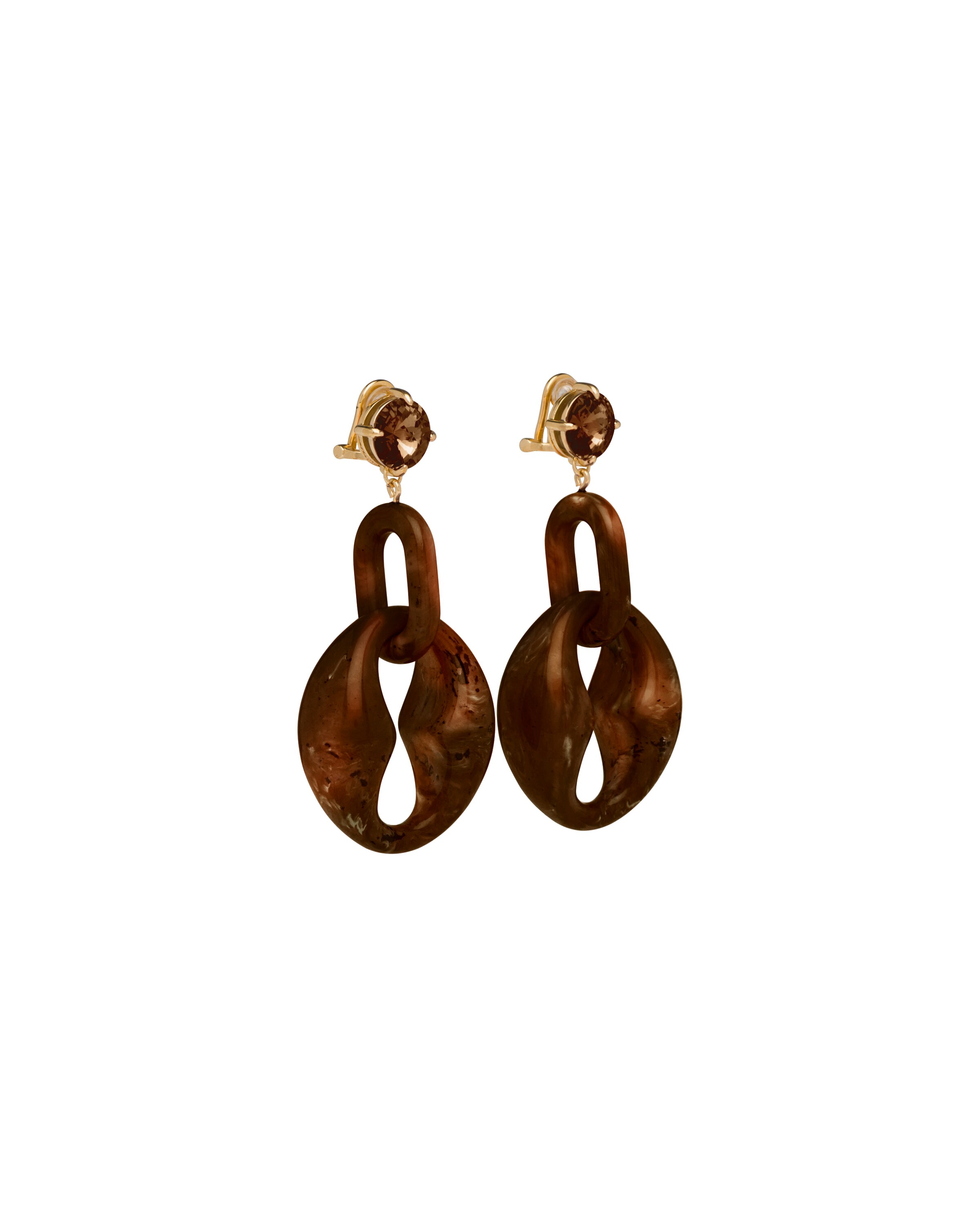 Rust Tortoiseshell Plexiglas earrings Prada
