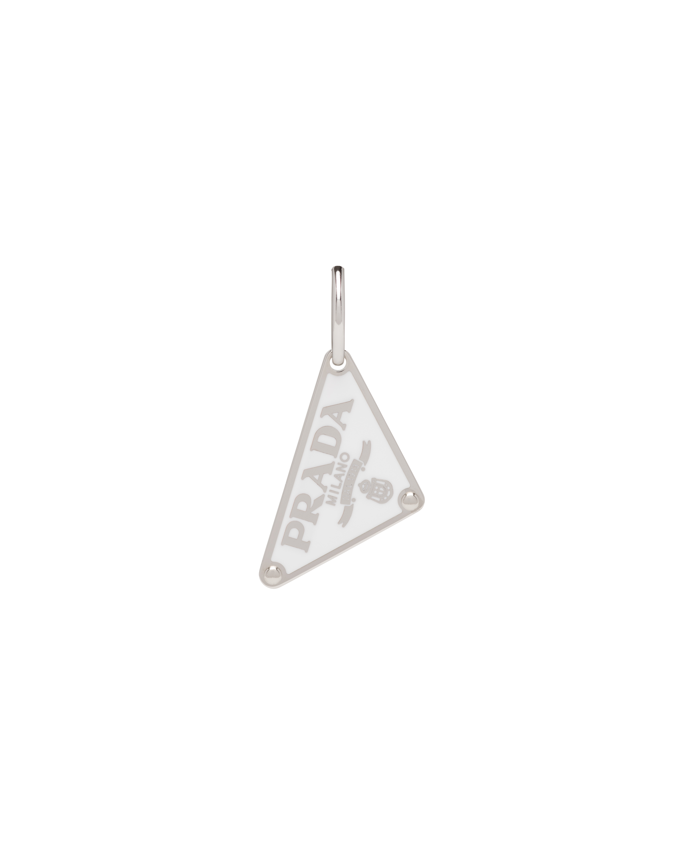 Prada Symbole Right Ear Style Pendant Earring In White