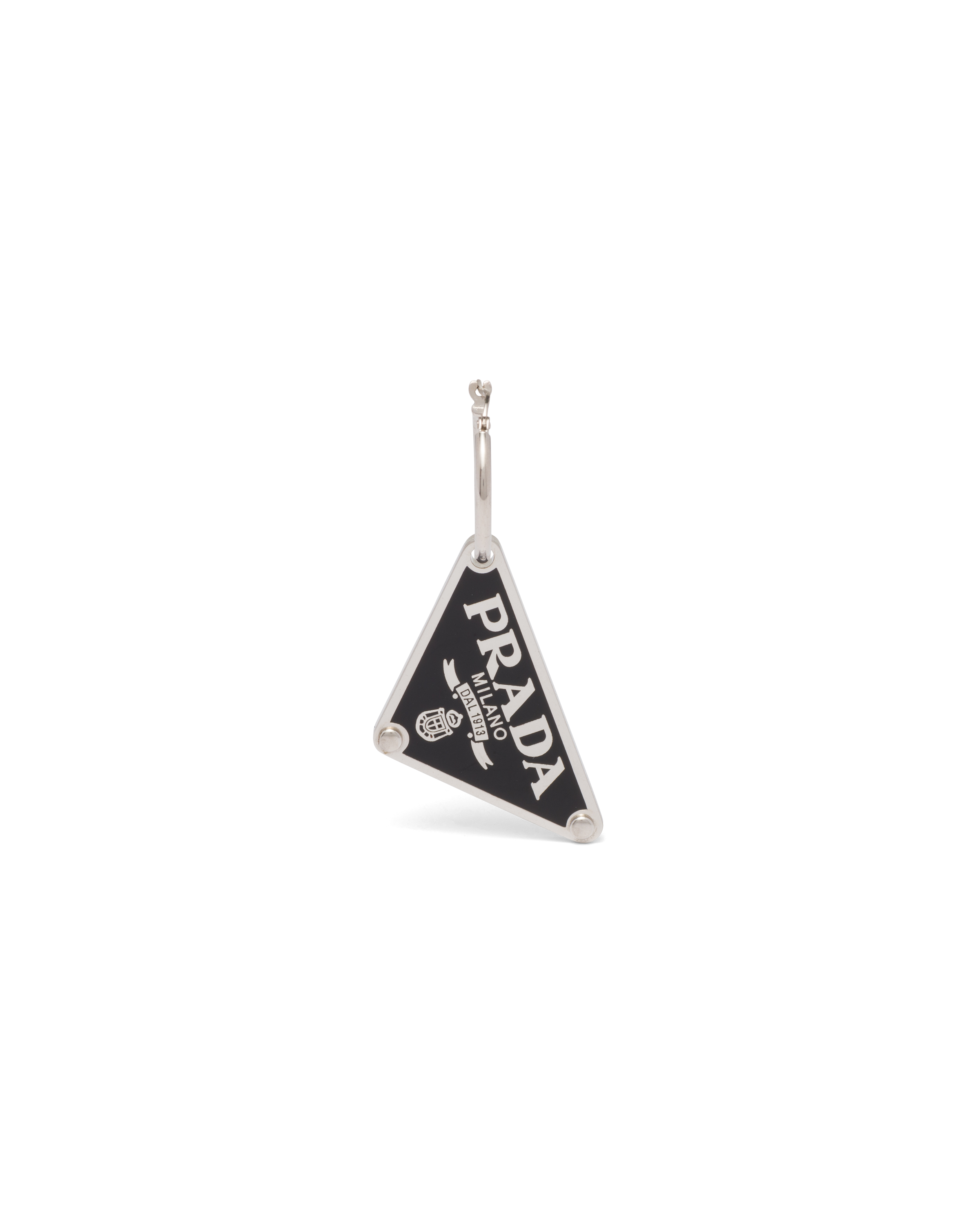 Prada Symbole Pendant Right Earring In Black