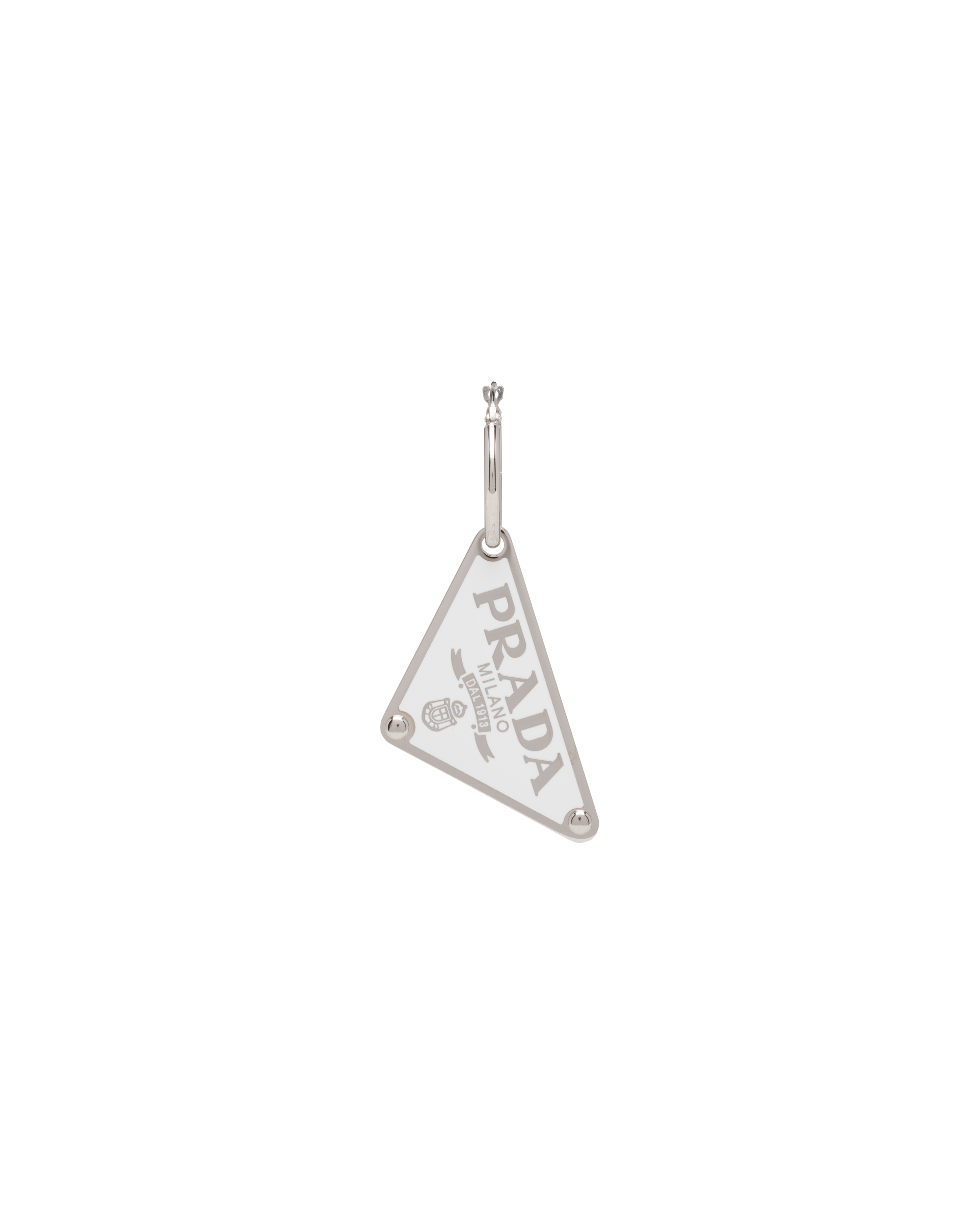 Prada Symbole Right Ear Style Pendant Earring In White