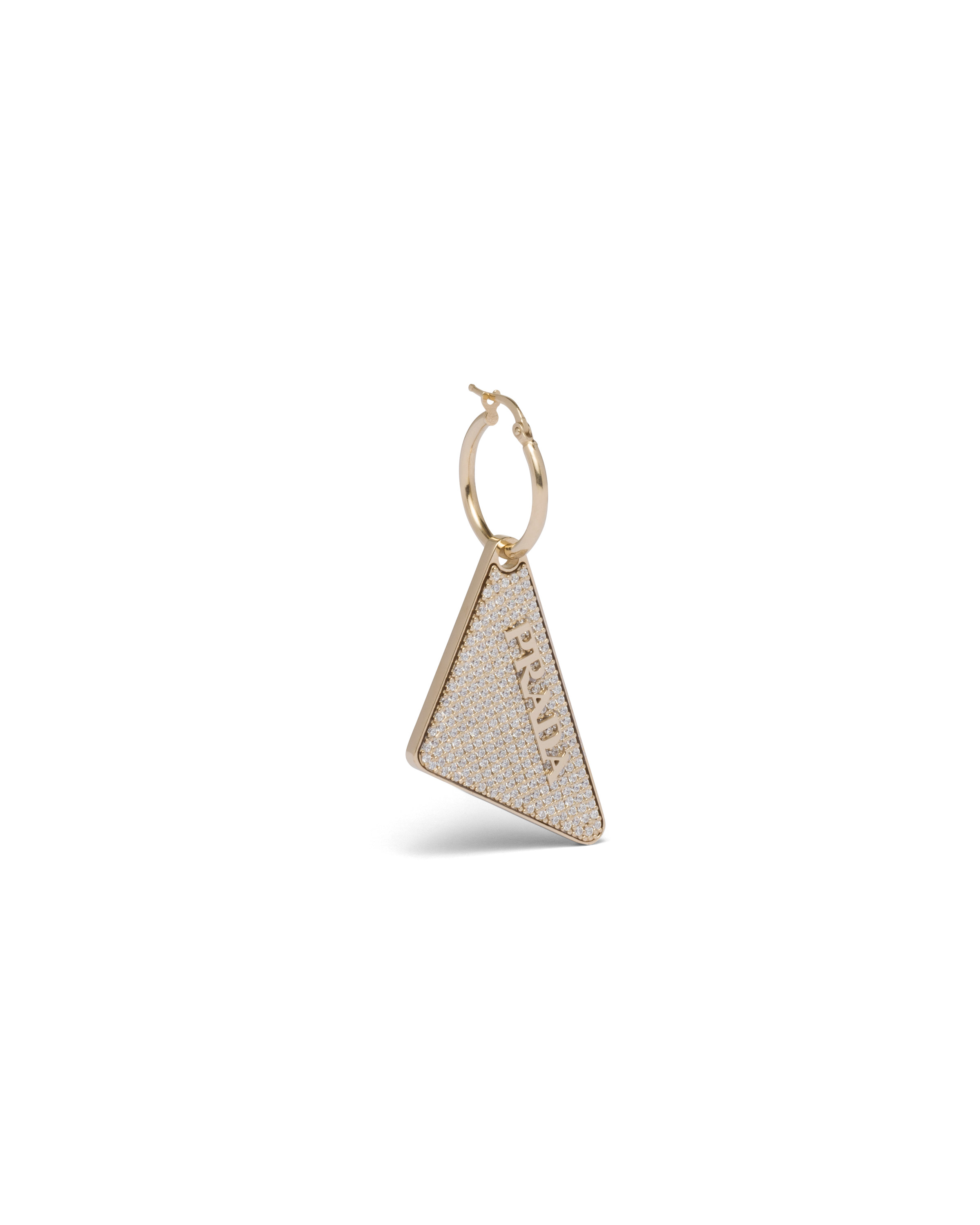 Shop Prada Crystal Logo Jewels Rechter Ohrring In Gold/crystal