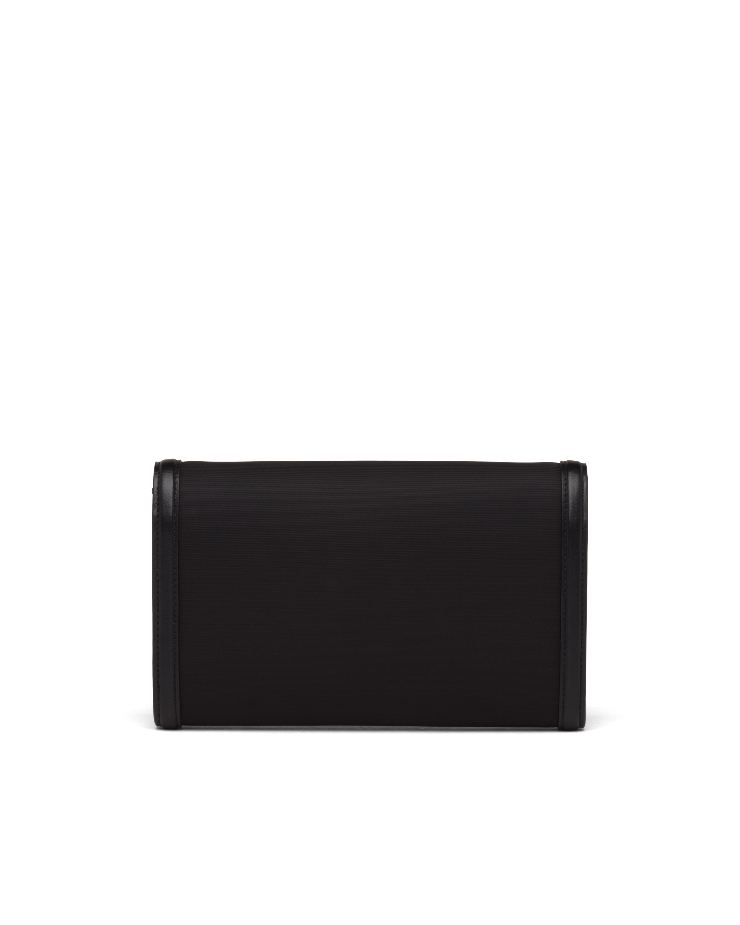 Black Nylon and leather wallet with shoulder strap Prada