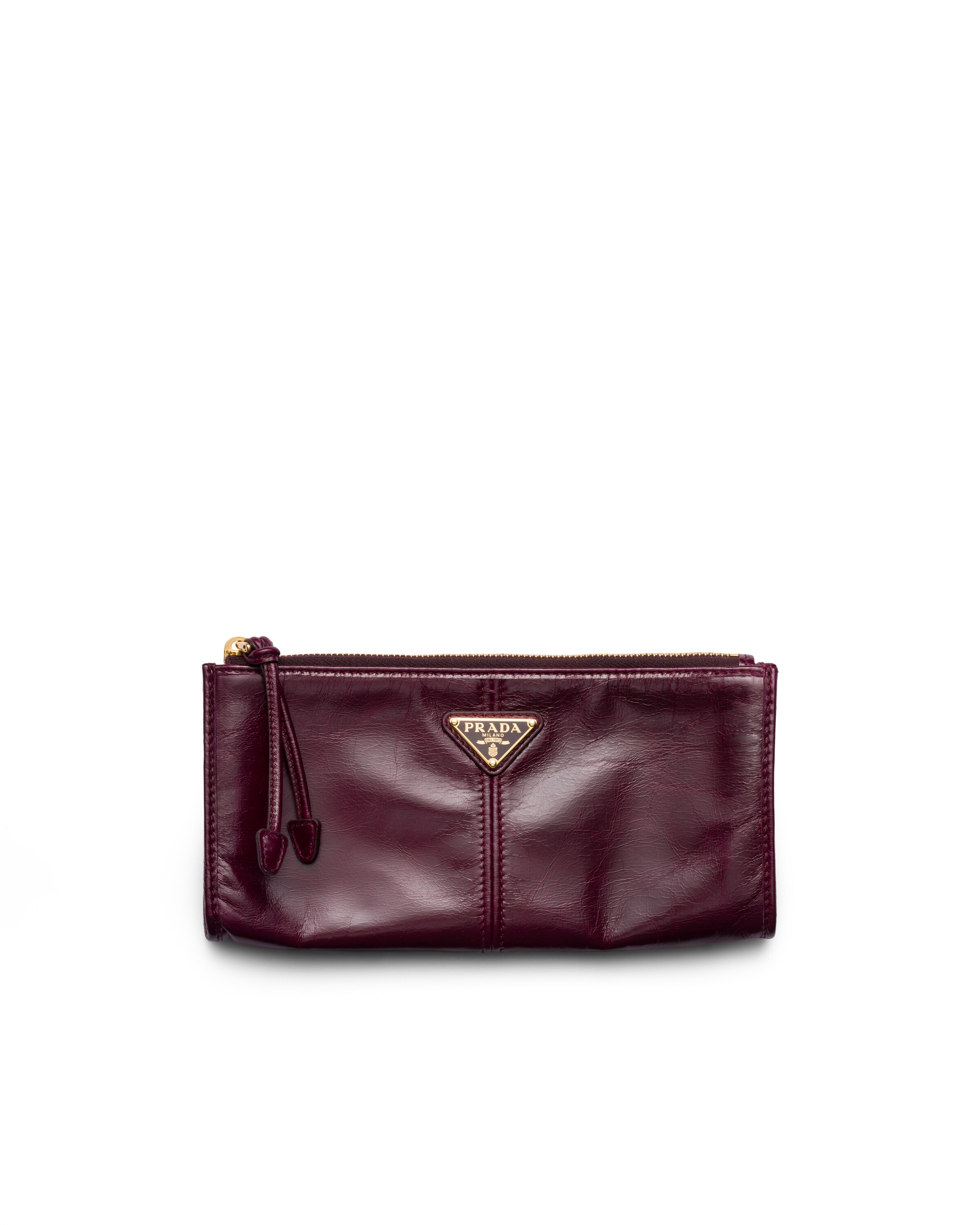 Prada Leather Pouch, Woman, Burgundy
