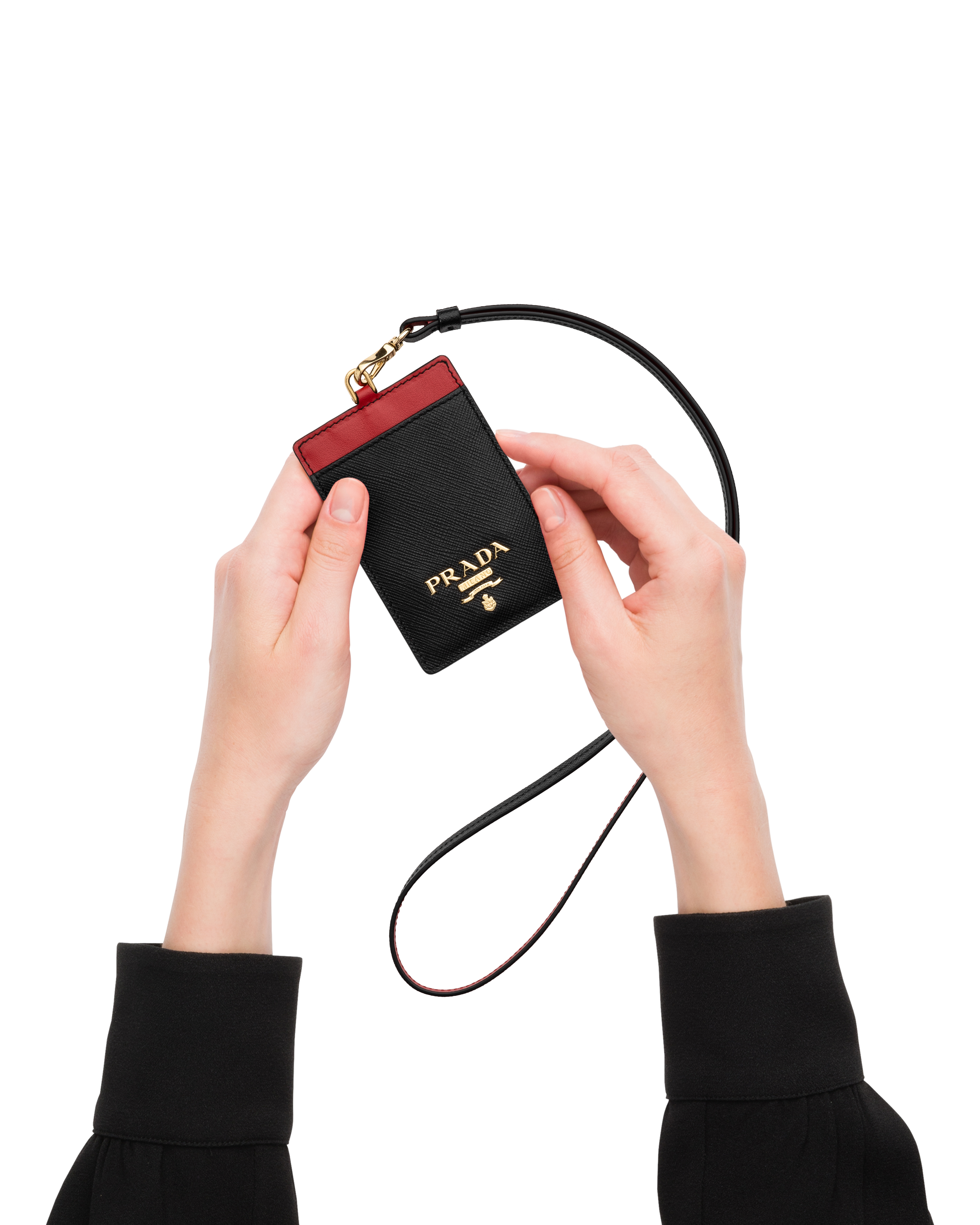 Leather badge holder prada Clearance