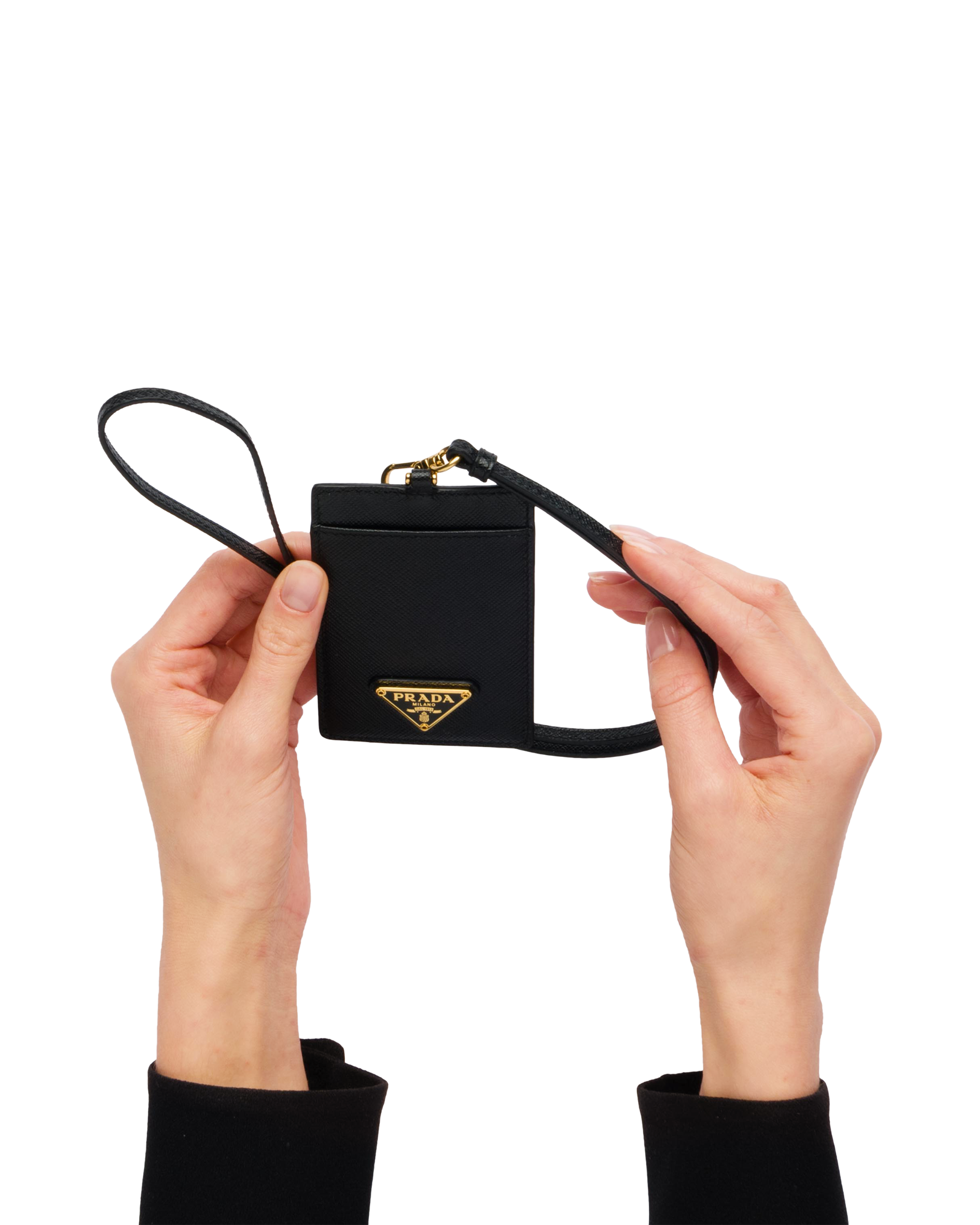 Black Saffiano Leather Badge Holder Prada